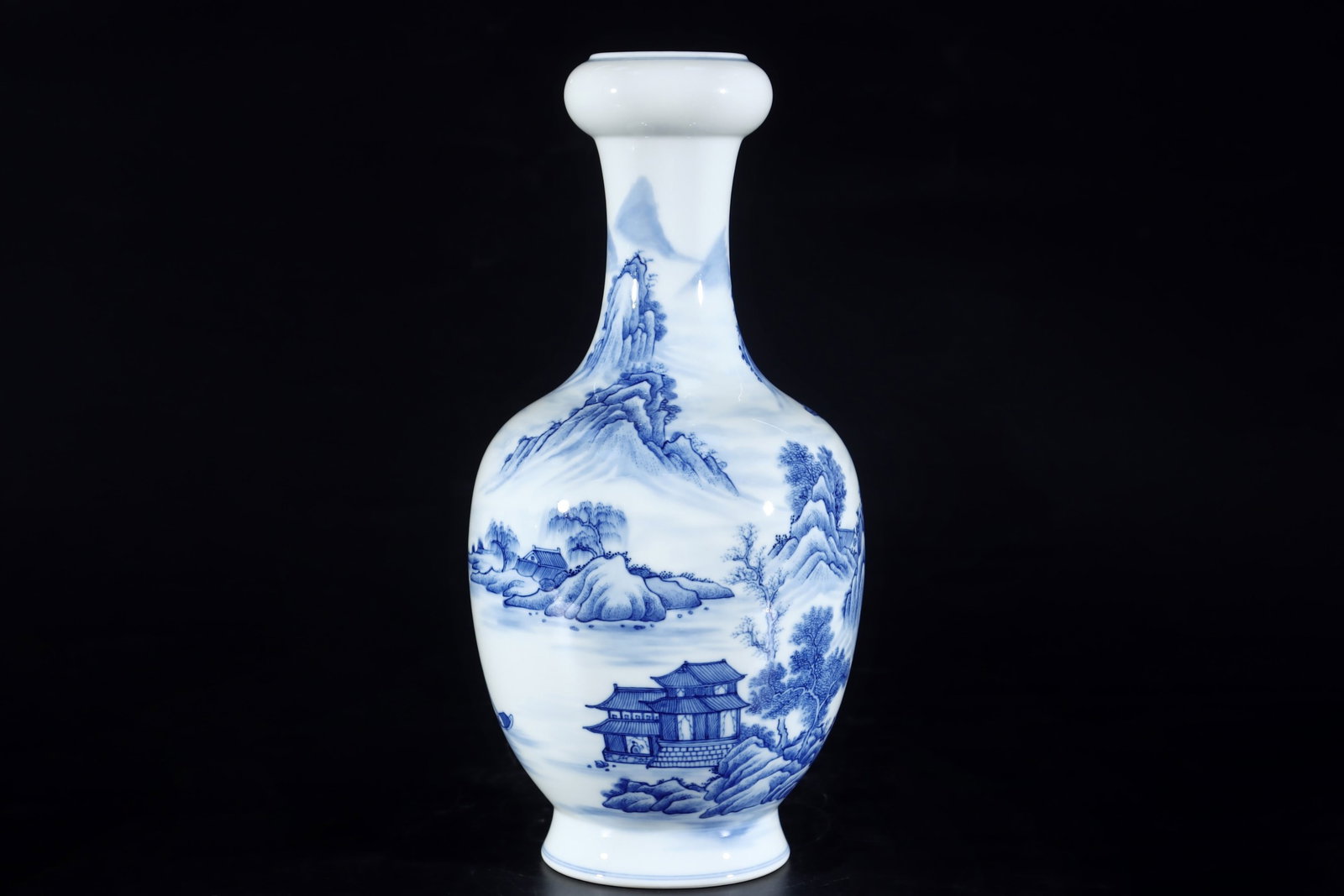 An Exquisite Blue and White Landscape and Figure Pattern Vase (1 of 9)