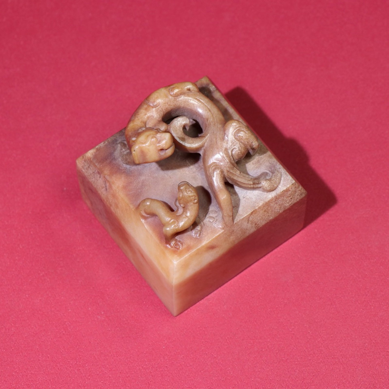 An Exquisite White Jade Chi-Dragon Seal (1 of 9)
