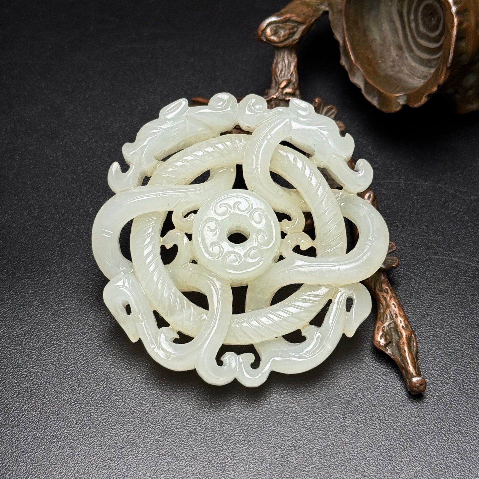 An Exquisite White Jade Dragon Pendant (1 of 7)