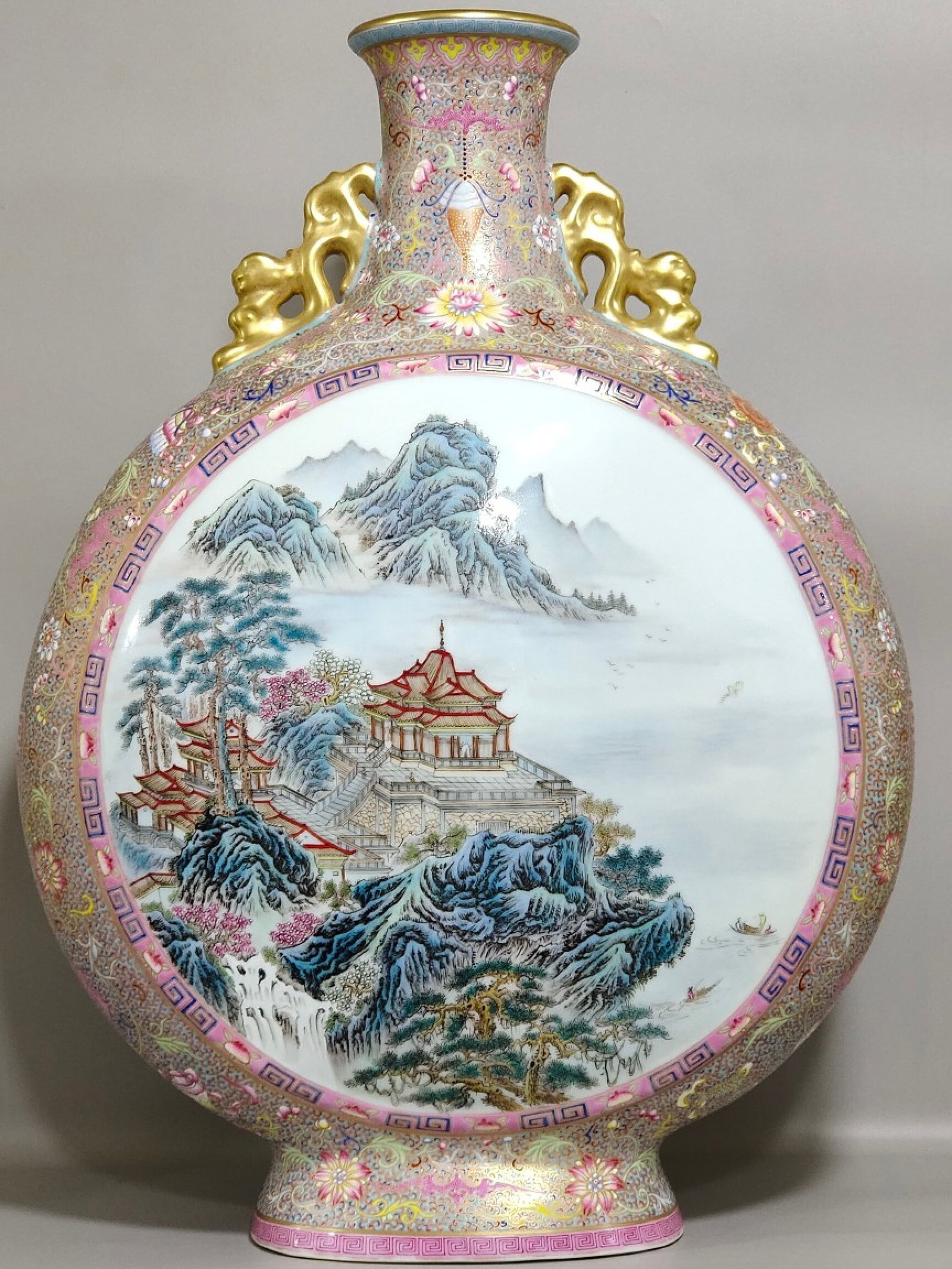 A Huge Enamel Landscape Pattern Double-Ears Vase - 3