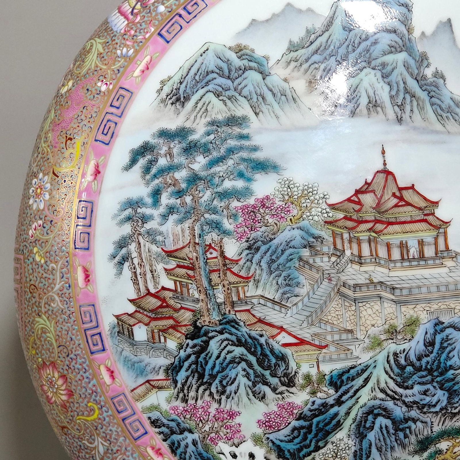 A Huge Enamel Landscape Pattern Double-Ears Vase - 4