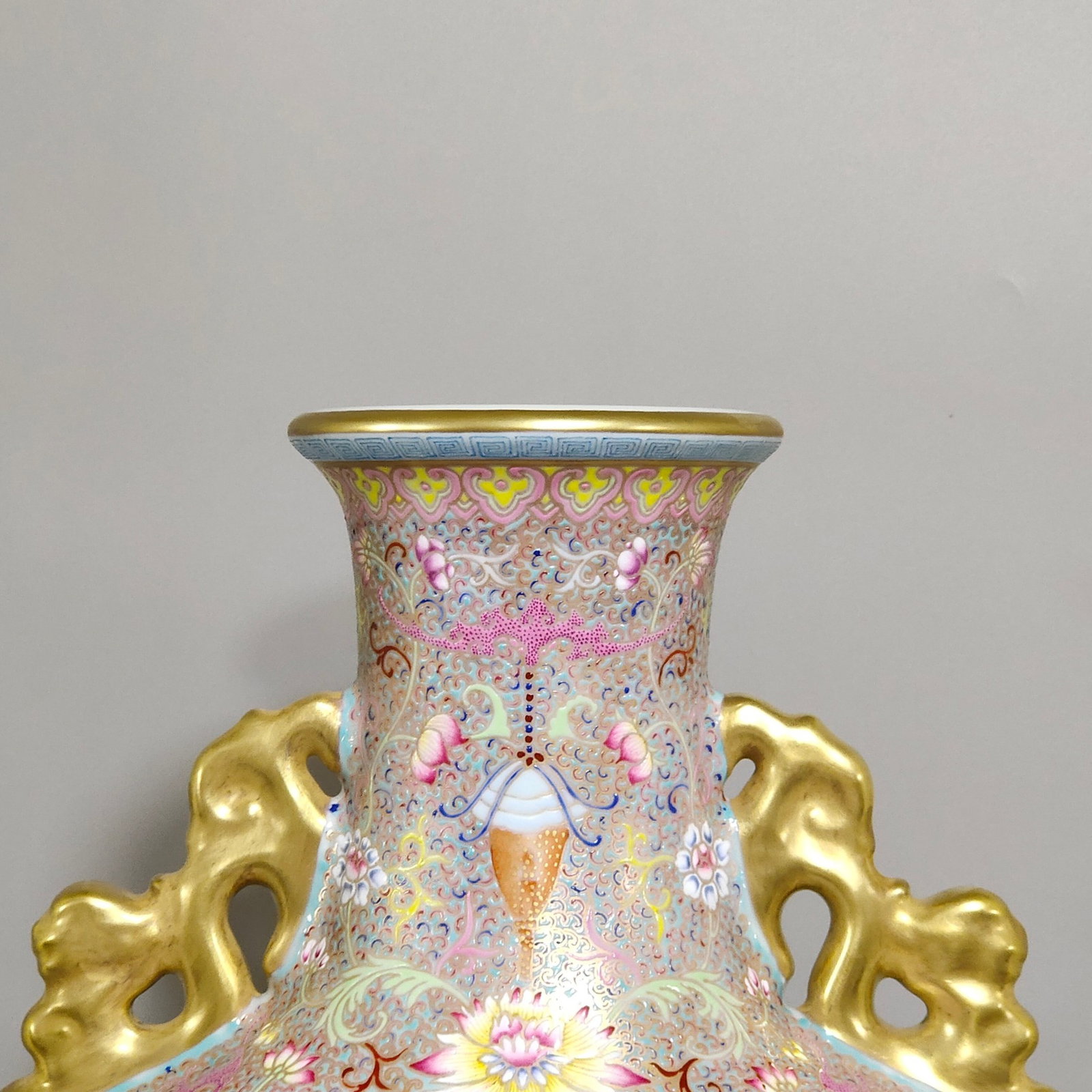 A Huge Enamel Landscape Pattern Double-Ears Vase - 5