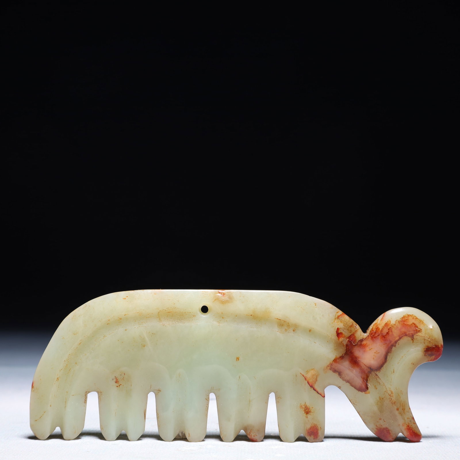An Archaic Hongshan Culture White Jade Pendant: An Archaic Hongshan Culture White Jade Pendant,Ancient Time,China,Size:5.3inx2in,Weight:80.9g