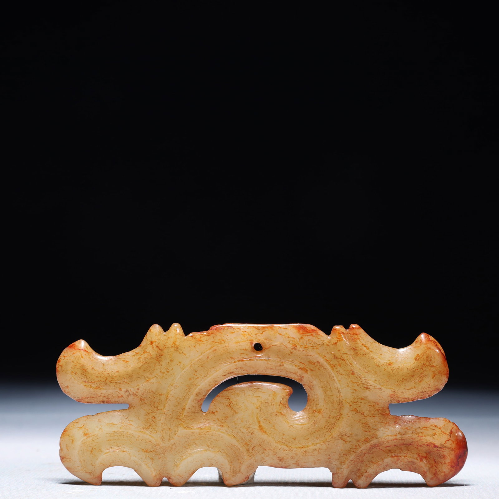 An Archaic Hongshan Culture White Jade Pendant: An Archaic Hongshan Culture White Jade Pendant,Ancient Time,China,Size:4.3inx1.7in,Weight:50g 红山文化白玉挂件,中国新石器&