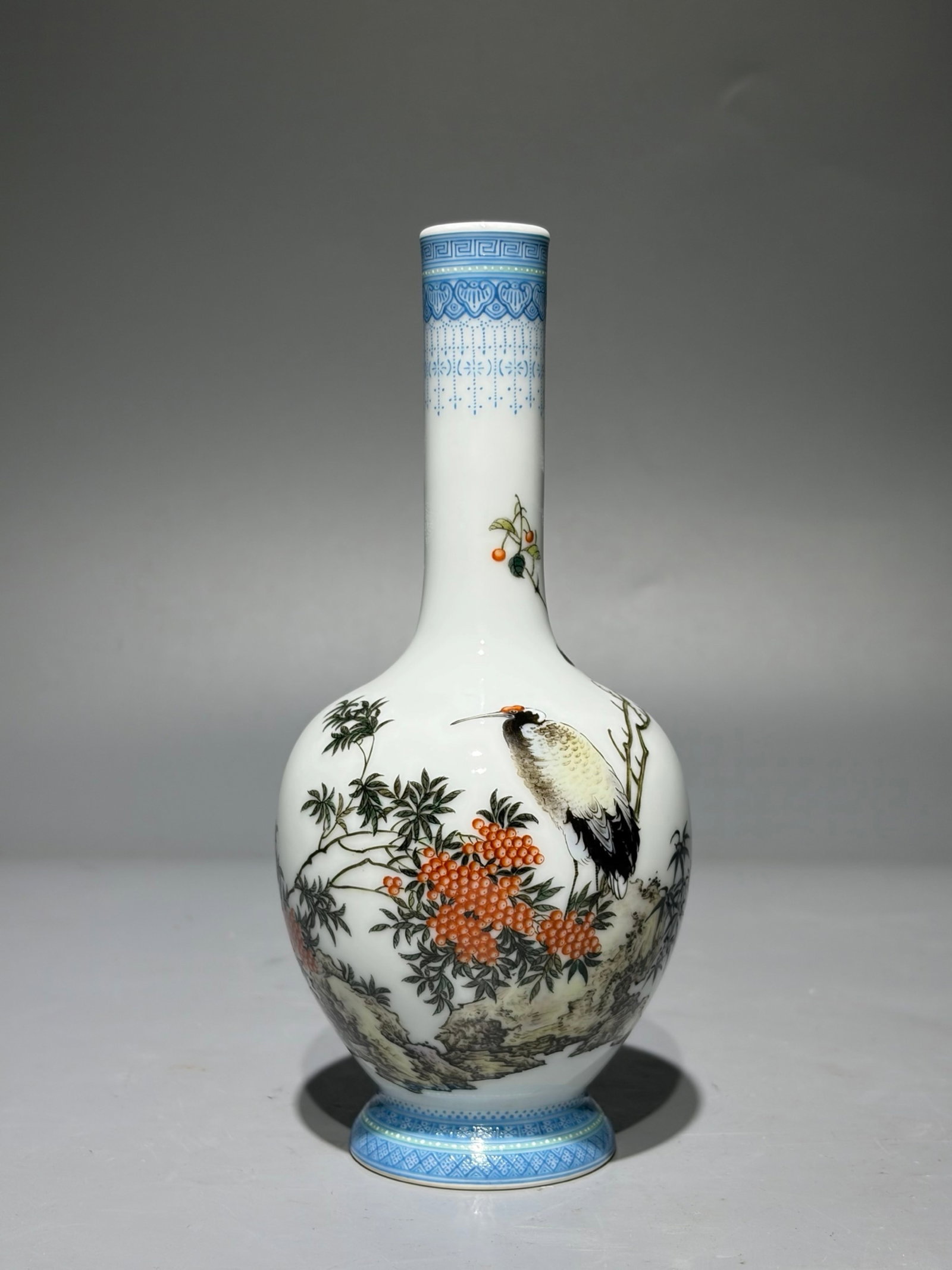An Exquisite Enamel Flower and Bird Pattern Vase,with poem: An Exquisite Enamel Flower and Bird Pattern Vase,with poem,Qing Dynasty,China,Yongzheng Four-character Mark,Size:7inx3.1in