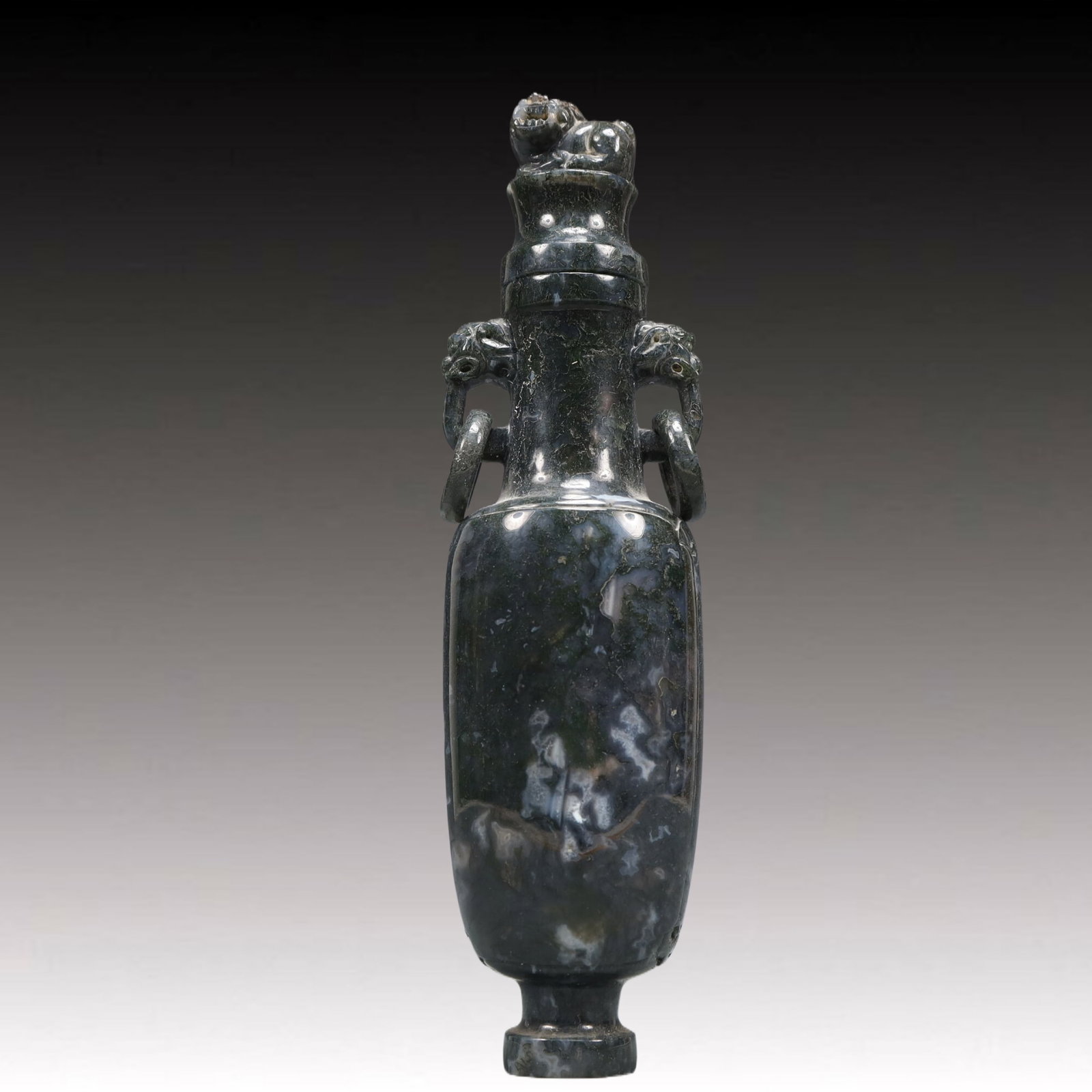 An Exquisite Jasper Double-Ears Vase: An Exquisite Jasper Double-Ears Vase,Qing Dynasty, China,Size:2.2inx1.8inx7.9in Weight:300g 碧玉双耳瓶,中国清代