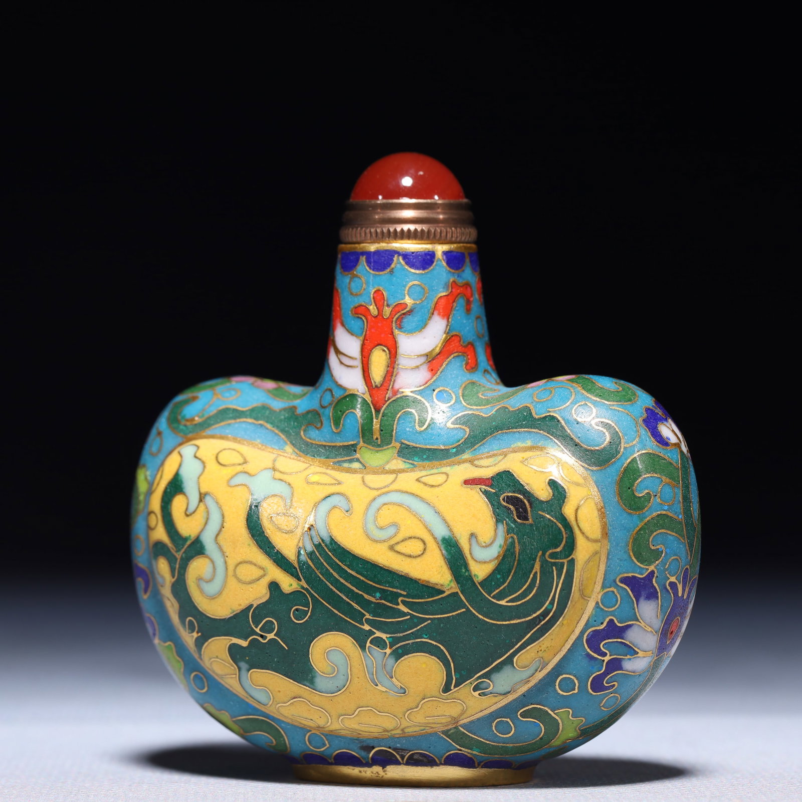 An Exquisite Cloisonne Chi-Dragon Pattern Snuff Bottle - 2
