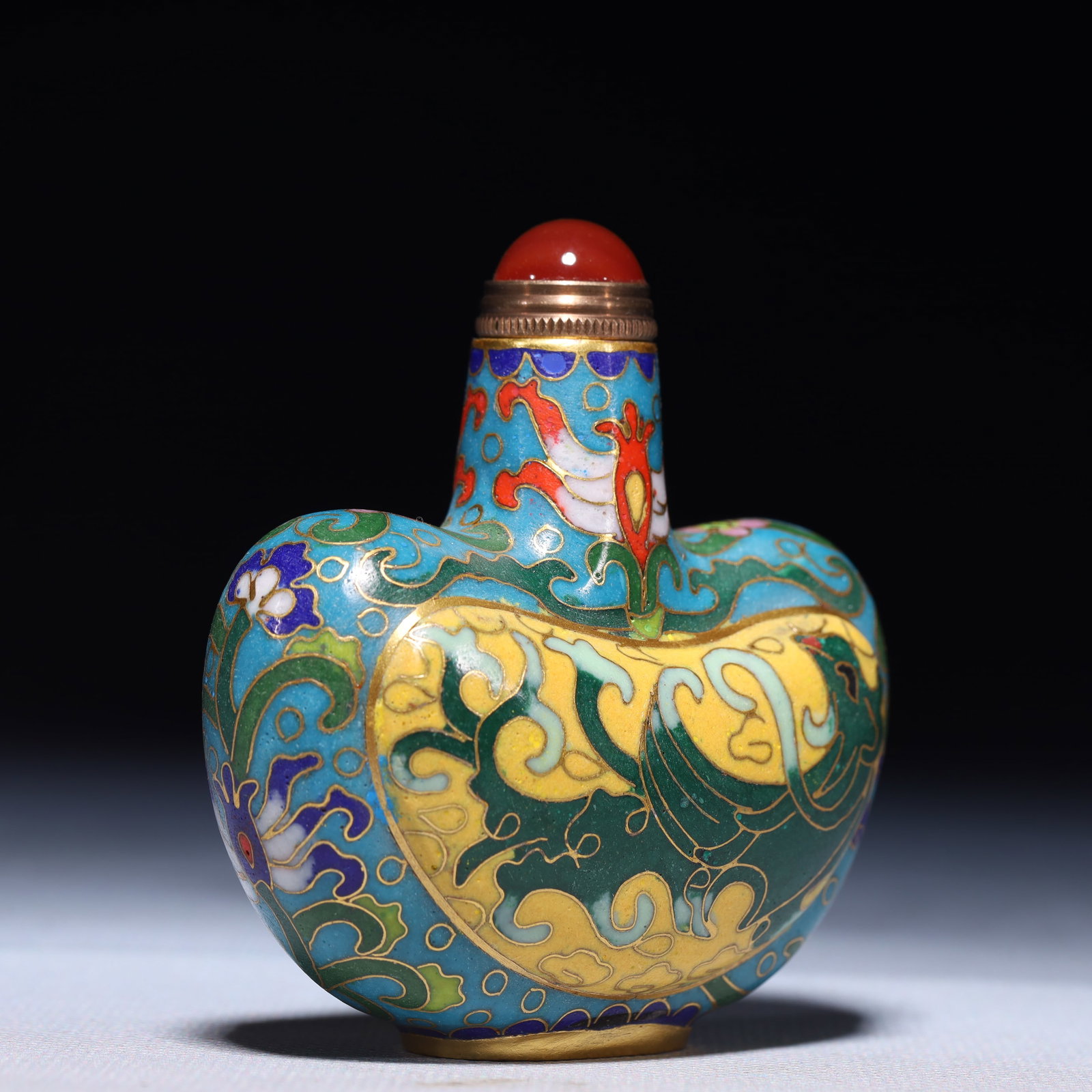 An Exquisite Cloisonne Chi-Dragon Pattern Snuff Bottle - 4