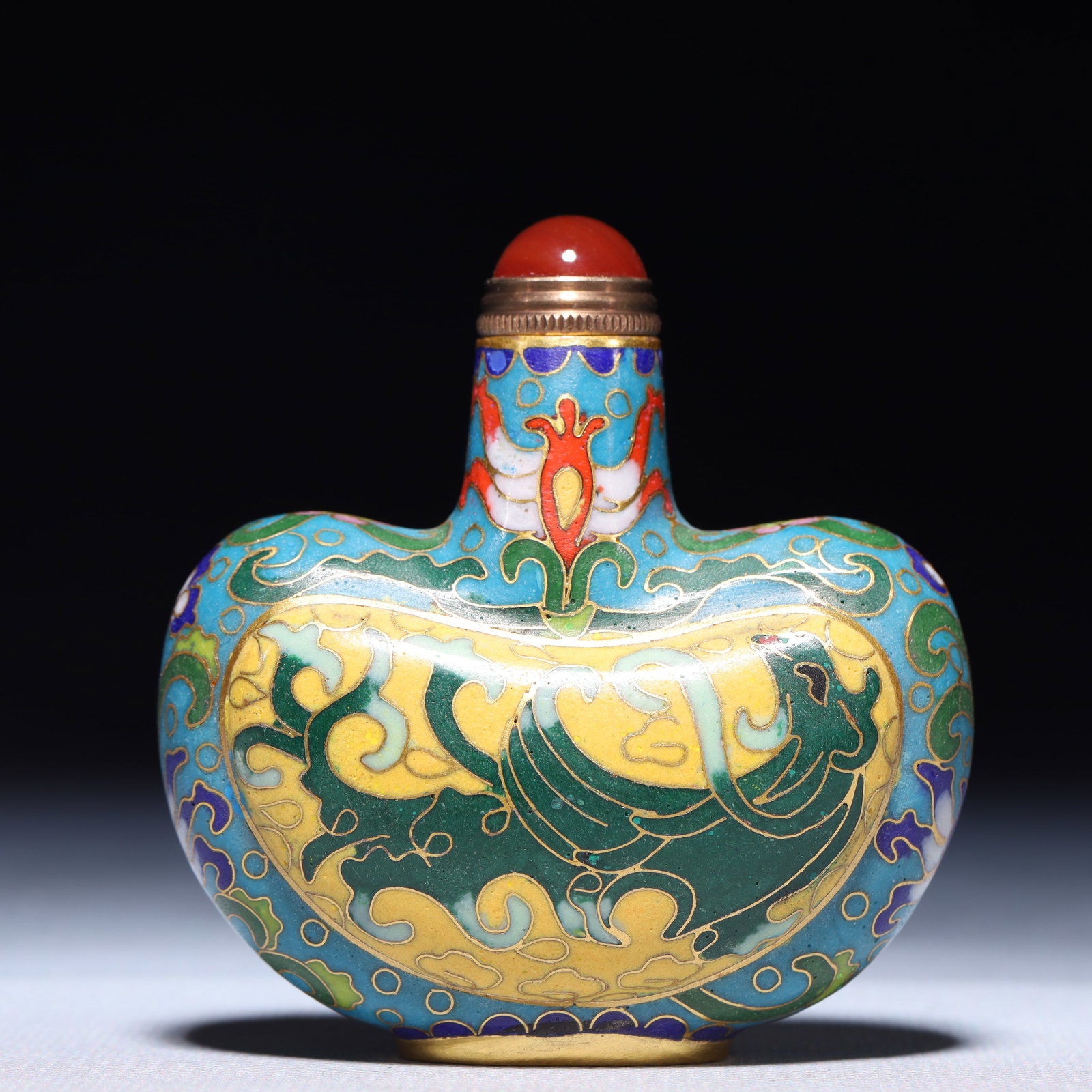 An Exquisite Cloisonne Chi-Dragon Pattern Snuff Bottle - 5