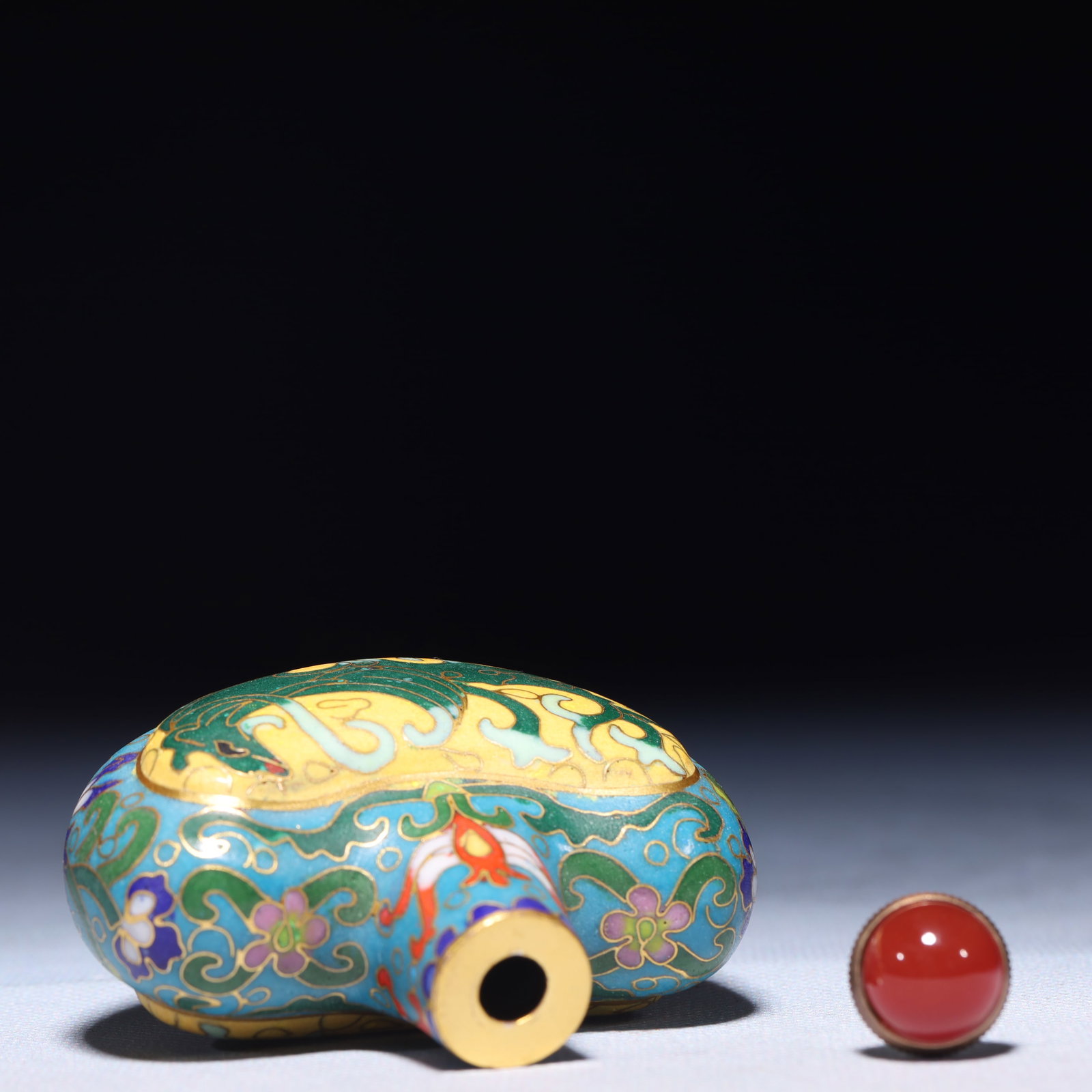 An Exquisite Cloisonne Chi-Dragon Pattern Snuff Bottle - 7