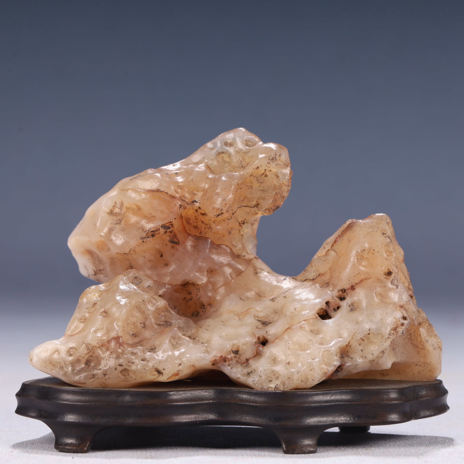 An Exquisite Stone Rockery Ornament,With Base: An Exquisite Stone Rockery Ornament,With Base,Qing Dynasty, China,Size:4.3inx2.4inx3in,Weight:300g 石头山子摆件,带底座,中国清