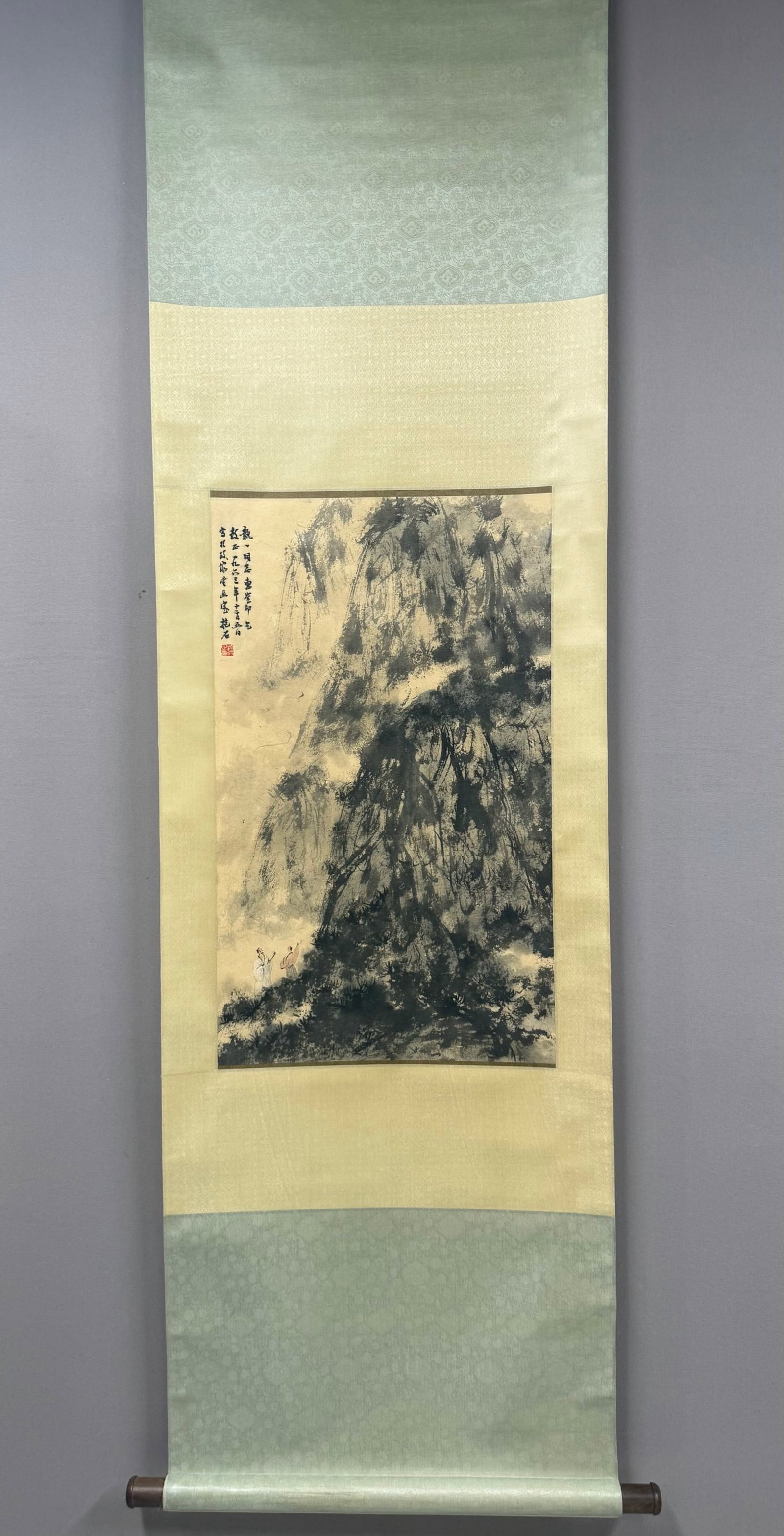 A Chinese Vertical Scroll Ink Painting of Landscape on Paper (1 of 7)