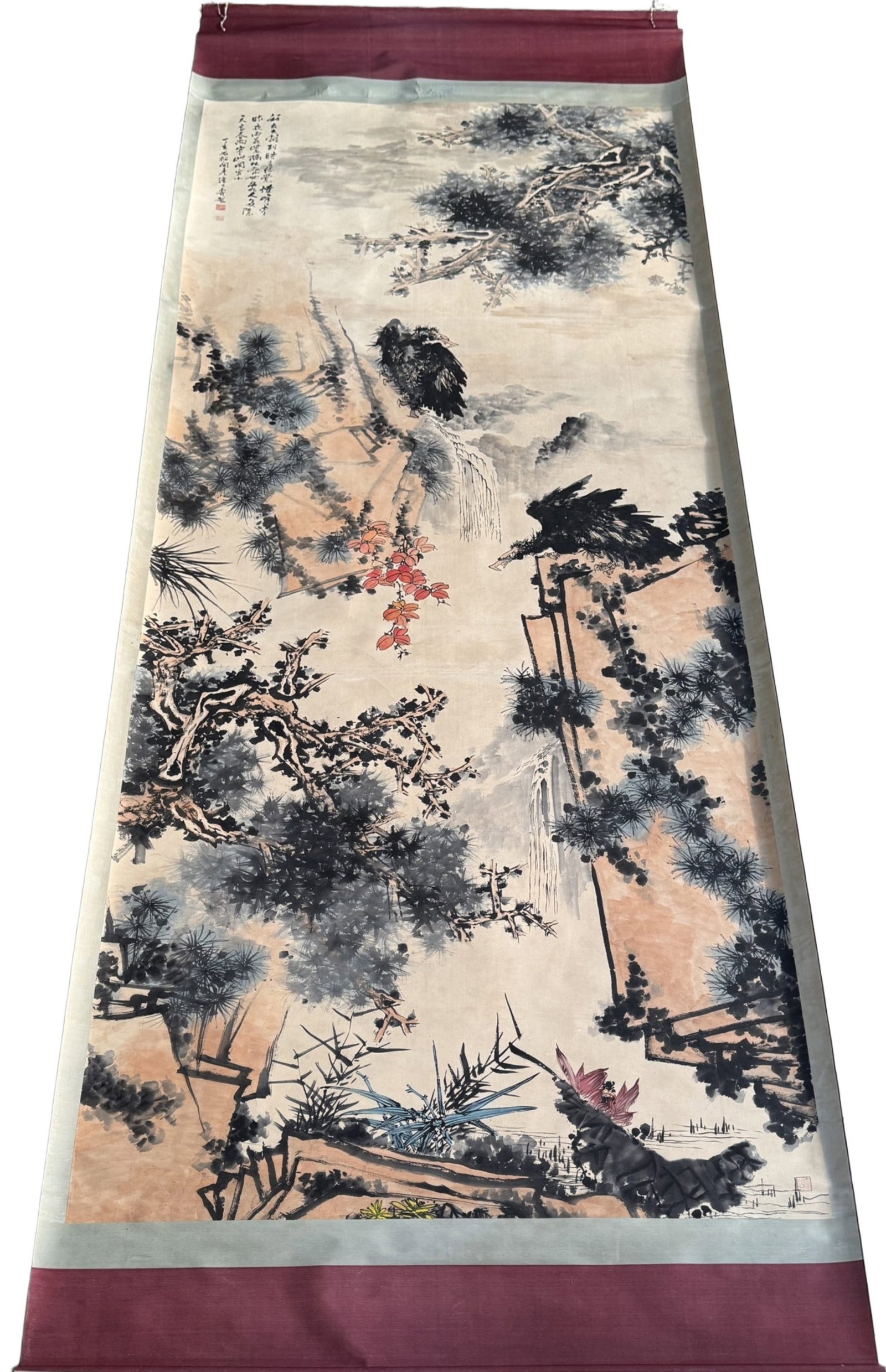 A Chinese Vertical Scroll Ink Painting of Landscape on Paper (1 of 11)
