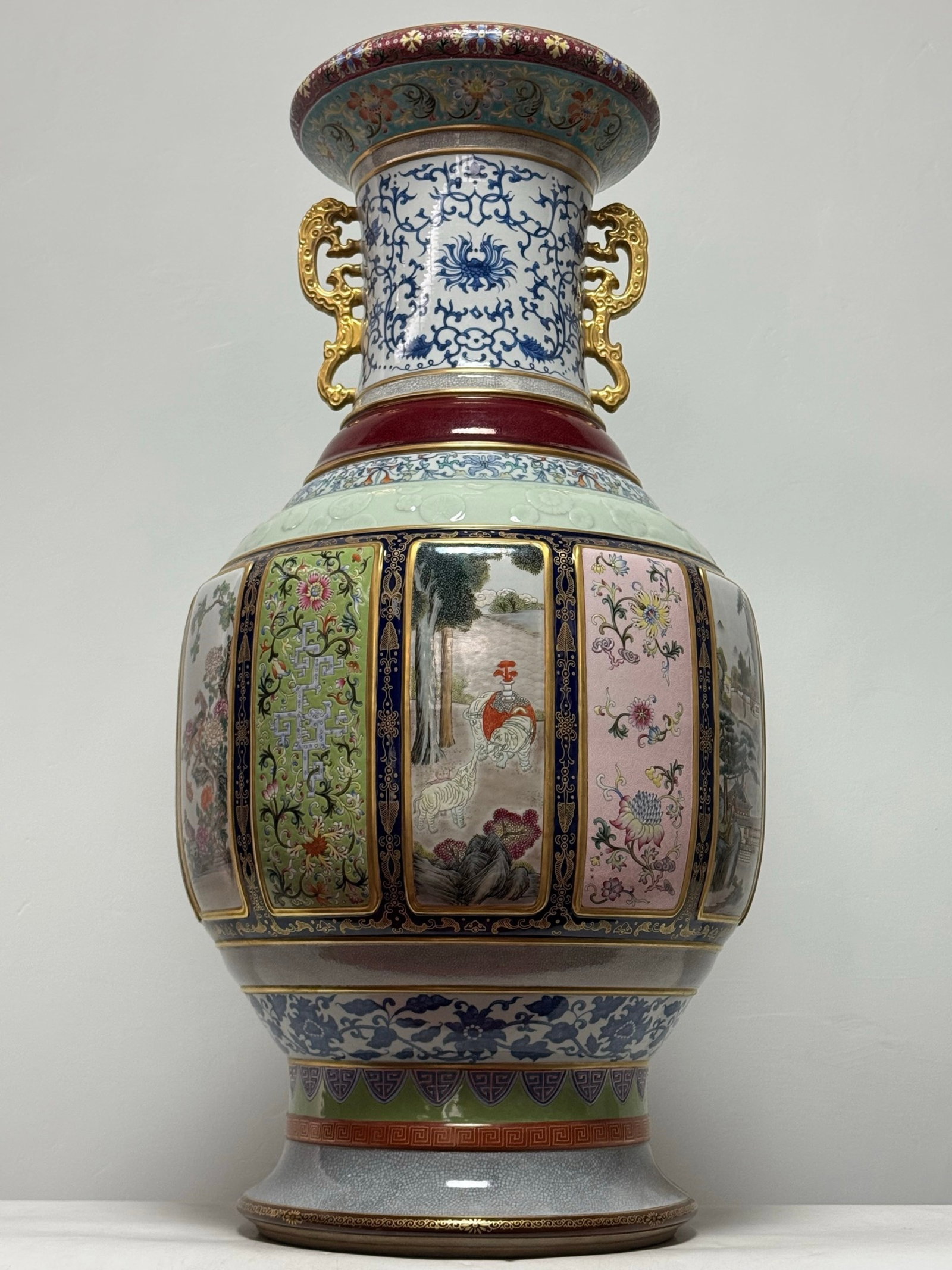 A Huge Famille-Rose Lotus Pattern Double-Ears Vase (1 of 8)