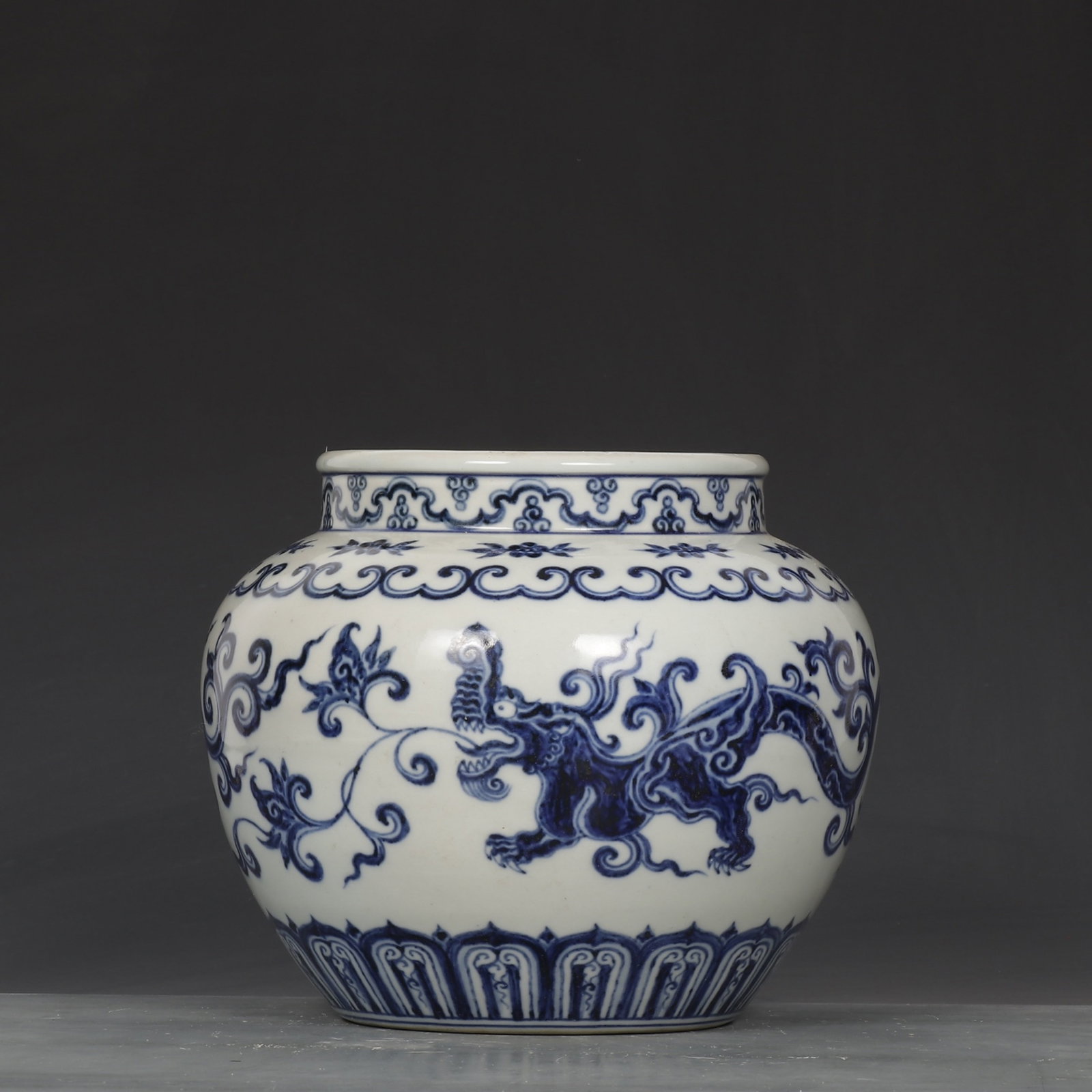 An Exquisite Blue and White Flower and Dragon Pattern Jar (1 of 9)