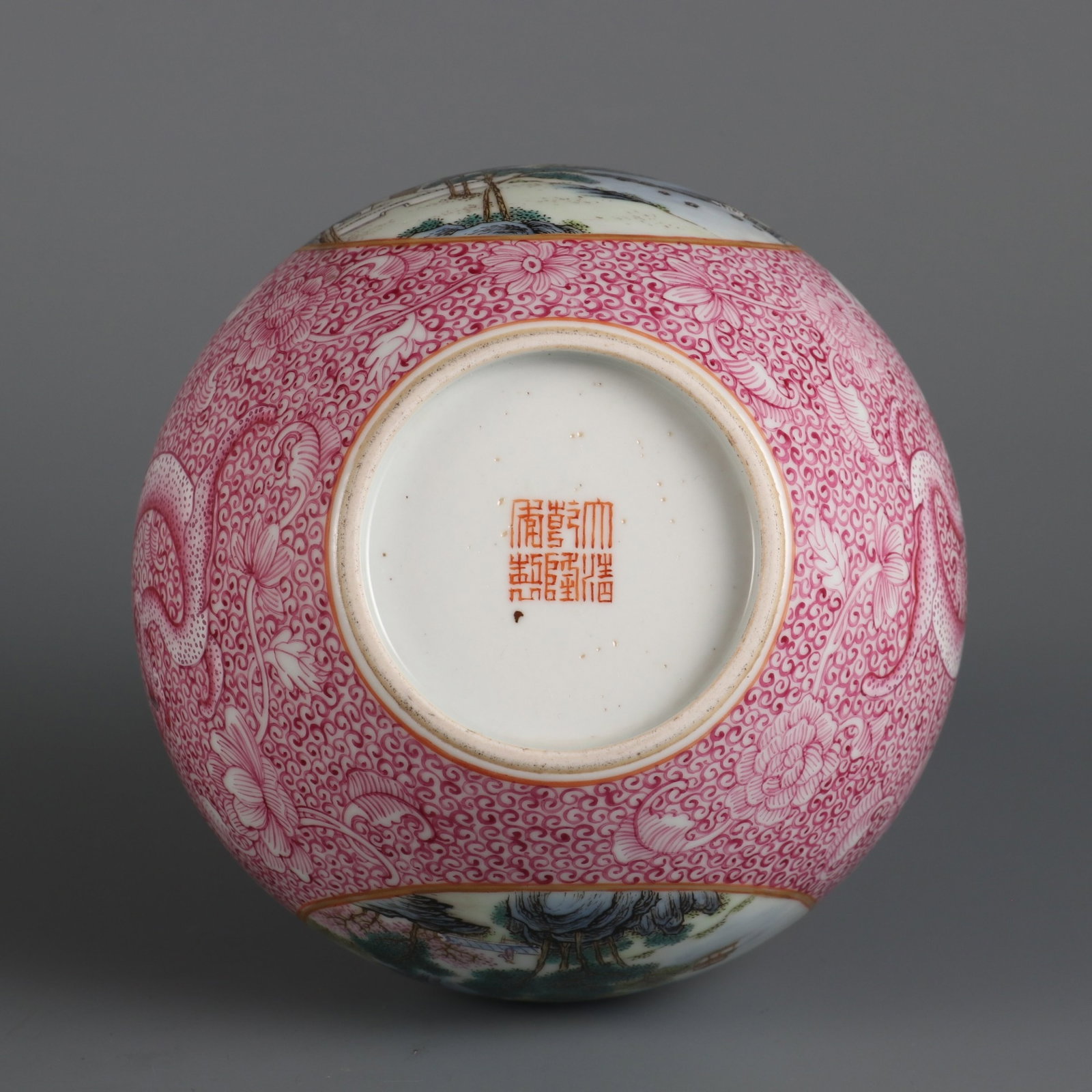 An Exquisite Ruby Red-Glazed Landscape Pattern Vase,with poem - 8