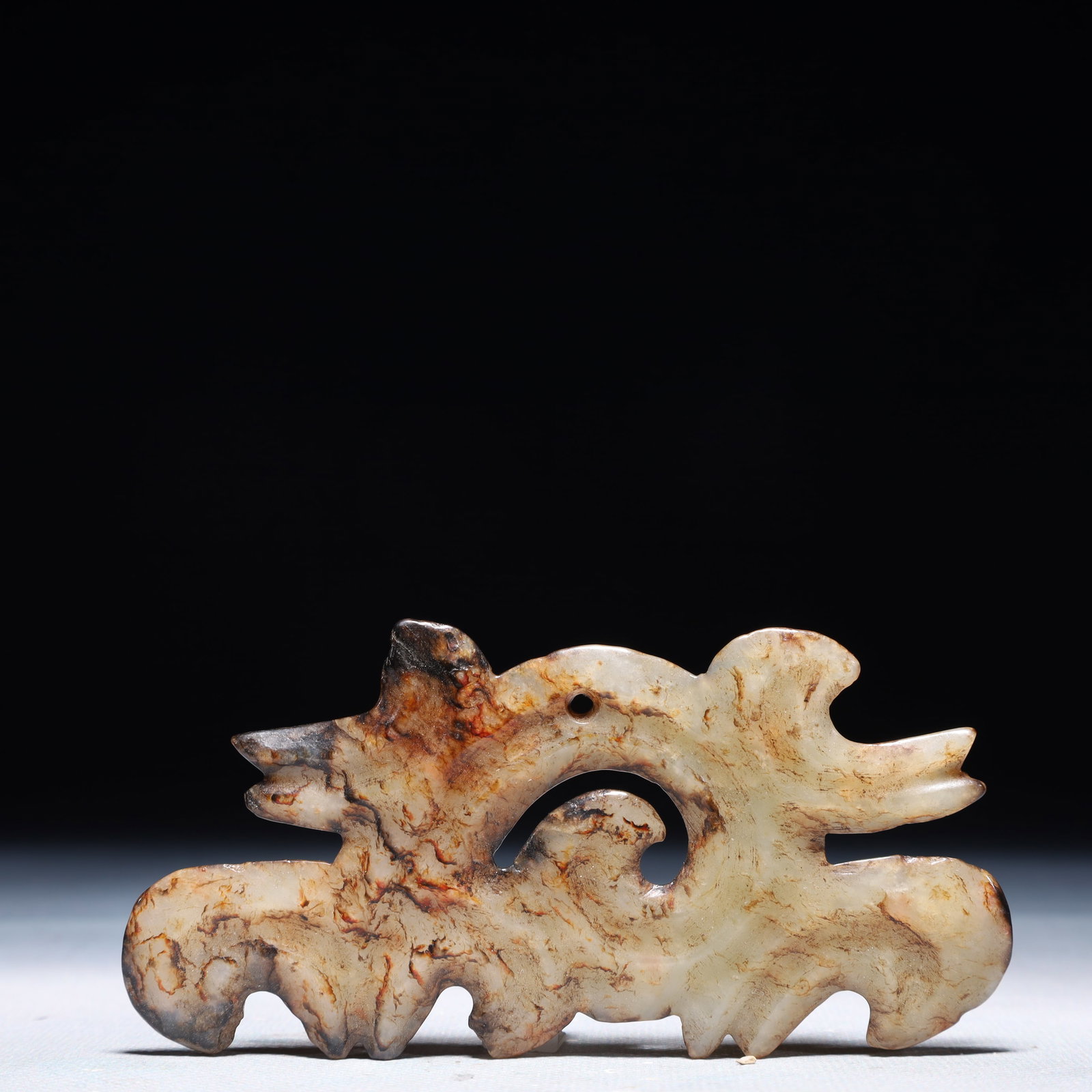 An Archaic Hongshan Culture White Jade Pendant: An Archaic Hongshan Culture White Jade Pendant,Ancient Time,China,Size:4.5inx2.2in,Weight:43g