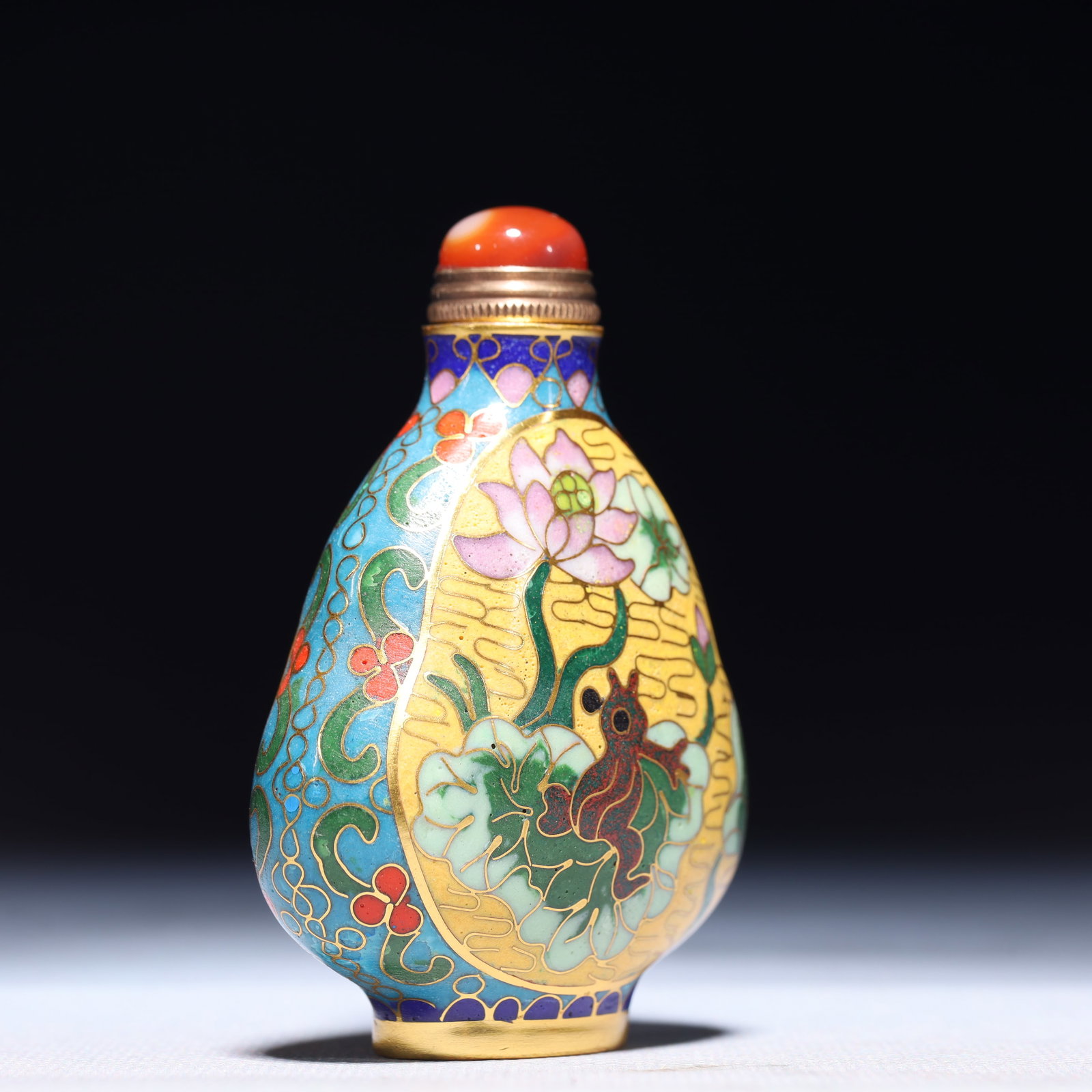 An Exquisite Cloisonne Lotus Pattern Snuff Bottle - 4