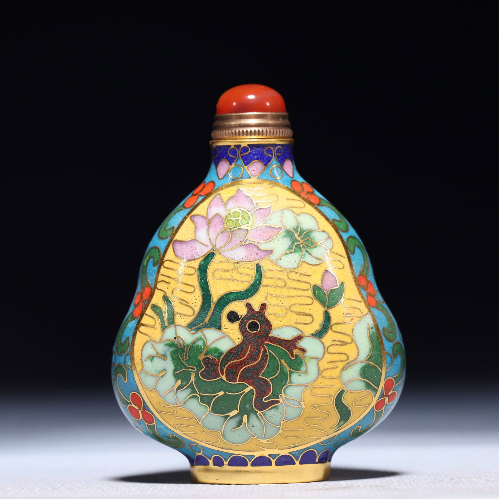 An Exquisite Cloisonne Lotus Pattern Snuff Bottle - 5