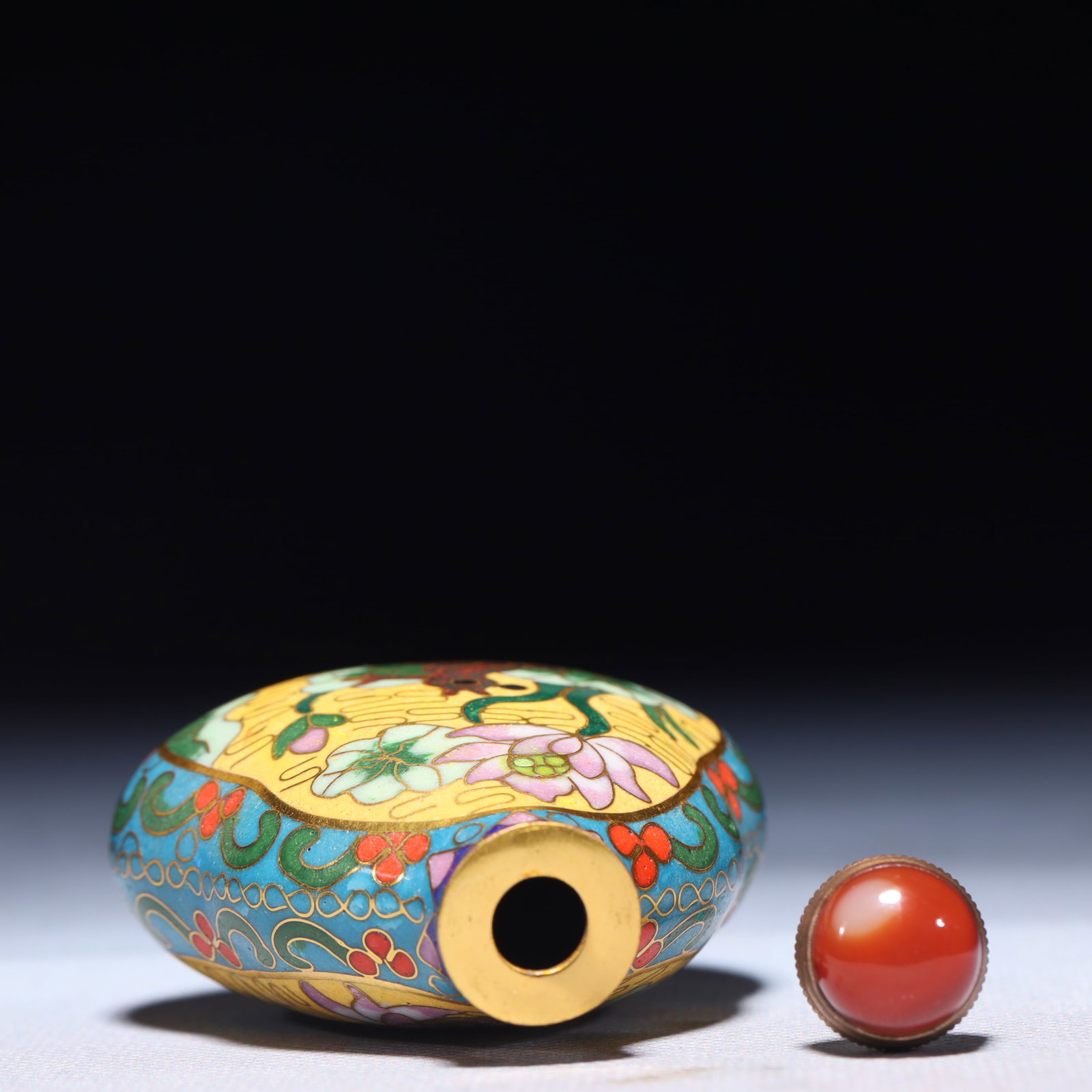 An Exquisite Cloisonne Lotus Pattern Snuff Bottle - 7