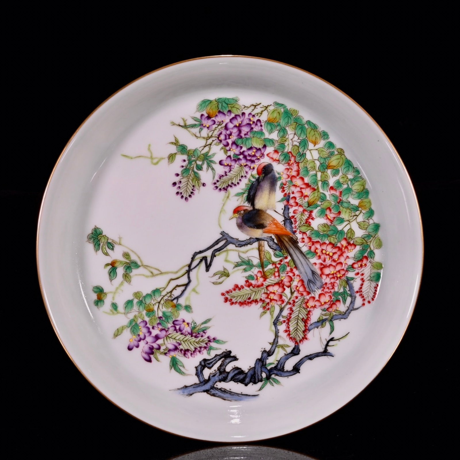 An Exquisite Enamel Flower and Bird Pattern Brush Washer: An Exquisite Enamel Flower and Bird Pattern Brush Washer,Qing Dynasty,China,Yongzheng Four-character Mark,Size:1.5inx6.5in 珐琅彩花鸟纹笔洗,中