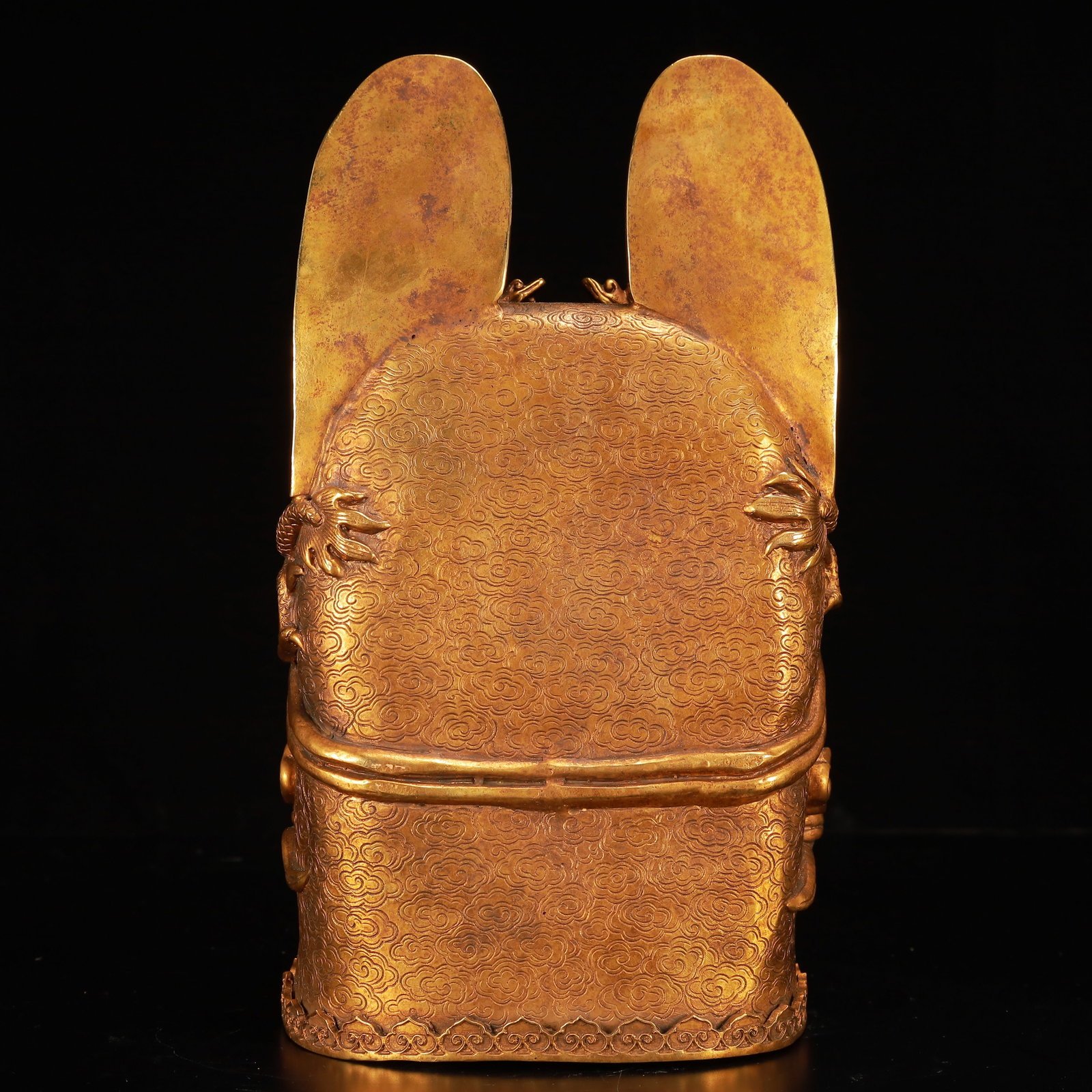 An Exquisite Gilt Bronze Dragon Pattern Hat - 10