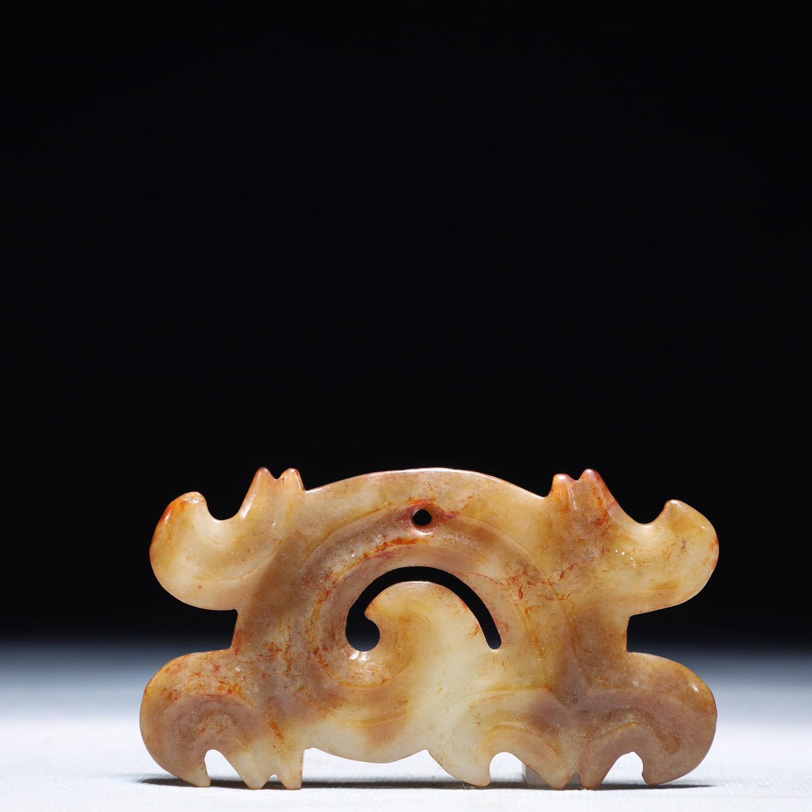 An Archaic Hongshan Culture White Jade Pendant: An Archaic Hongshan Culture White Jade Pendant,Ancient Time,China,Size:3.5inx2in,Weight:42.3g