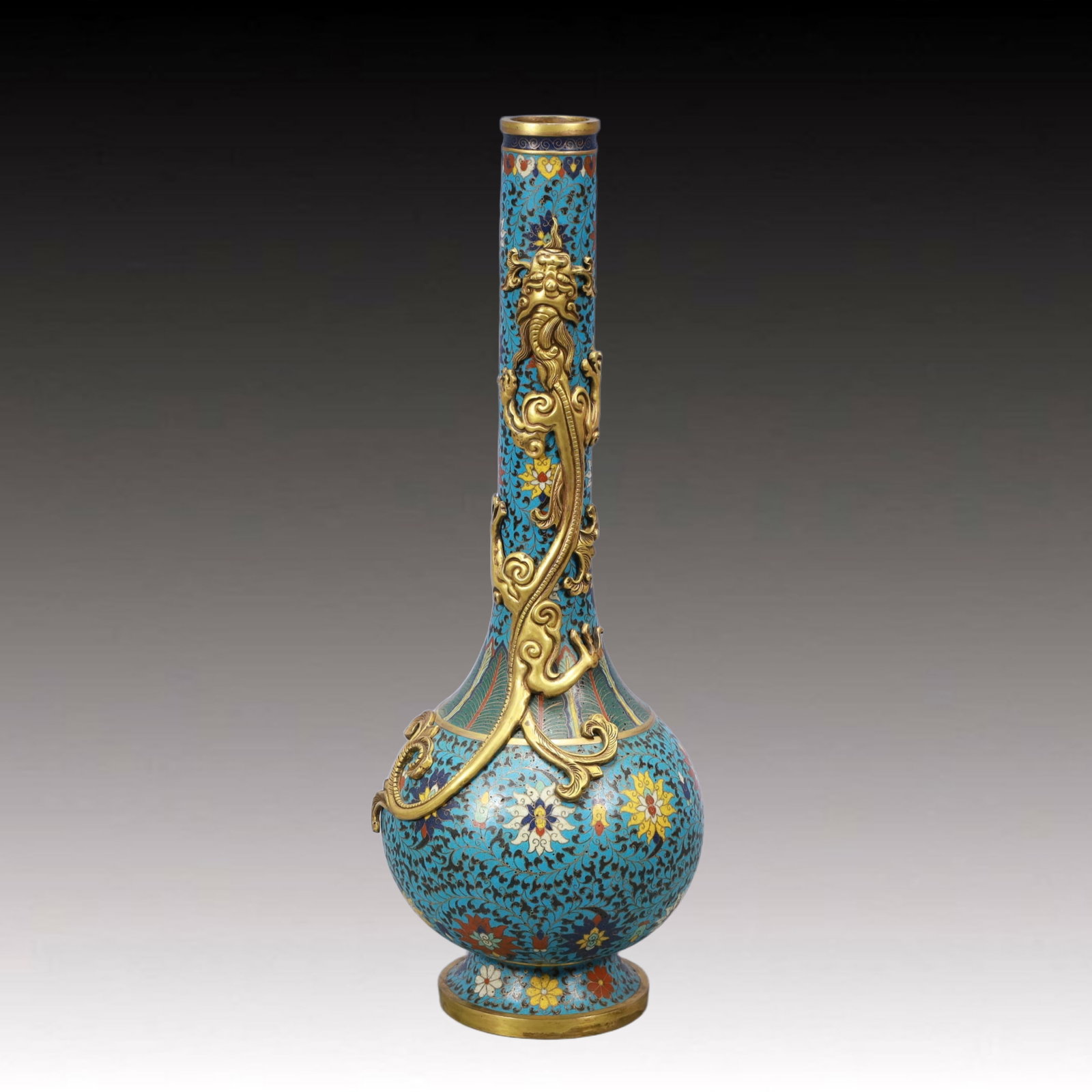 A Huge Cloisonne Lotus and Dragon Pattern Vase (1 of 8)