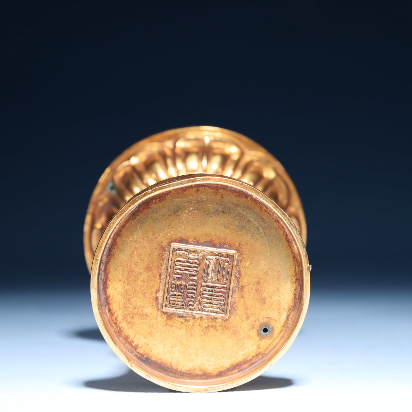An Exquisite Gilt Bronze Lotus Pattern Stem Cup - 15