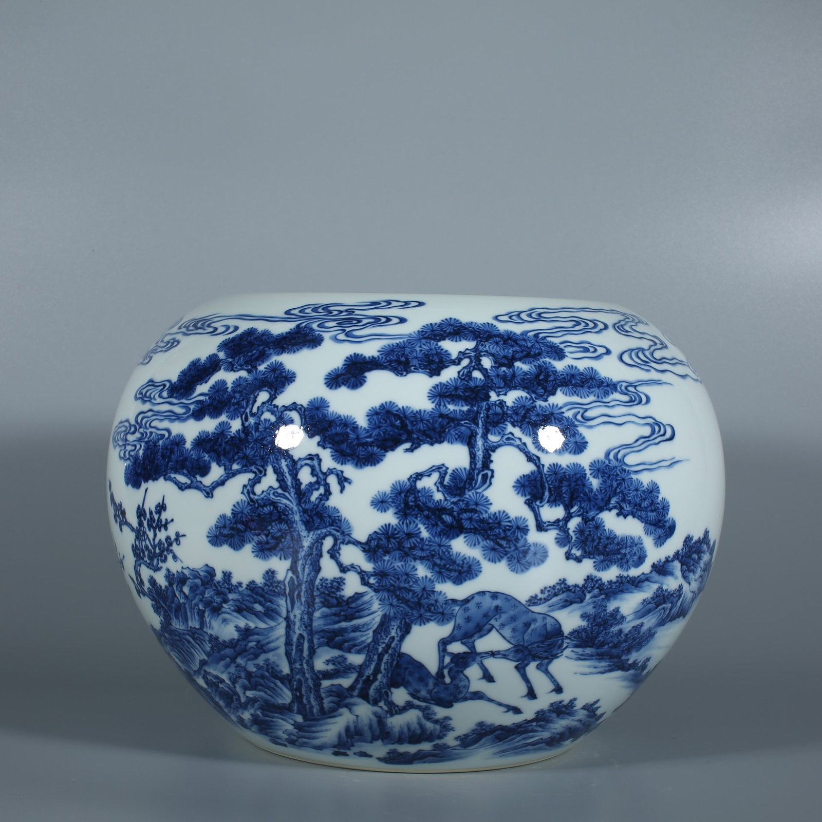 A Rare Blue and White Pine,Bamboo and Plum Blossom Pattern Vat (1 of 9)