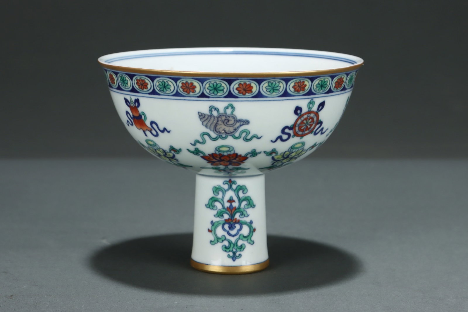 An Exquisite Doucai Eight Treasures Pattern Stem Cup - 3