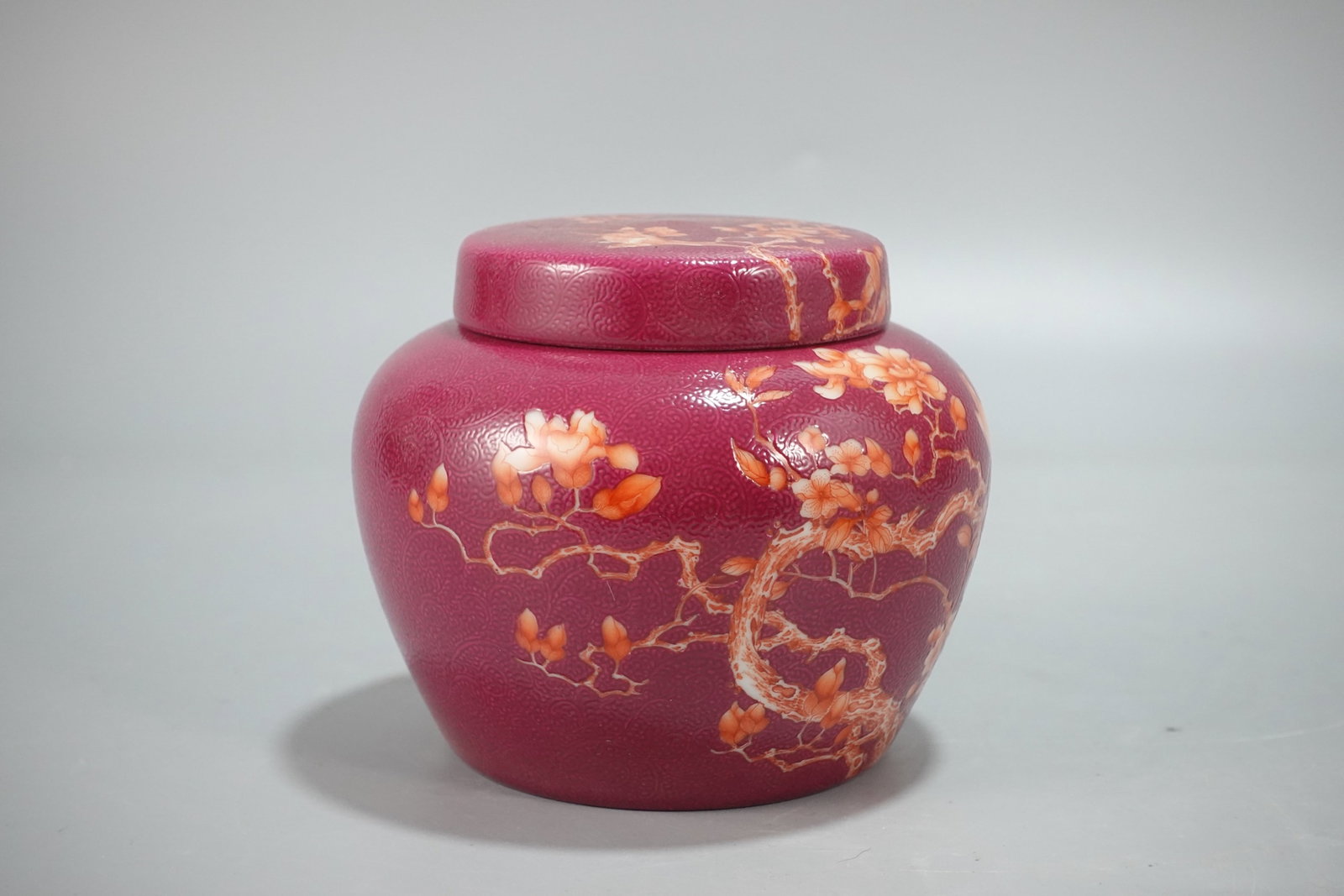 An Exquisite Ruby Red-Glazed Flower and Bird Pattern Jar - 2