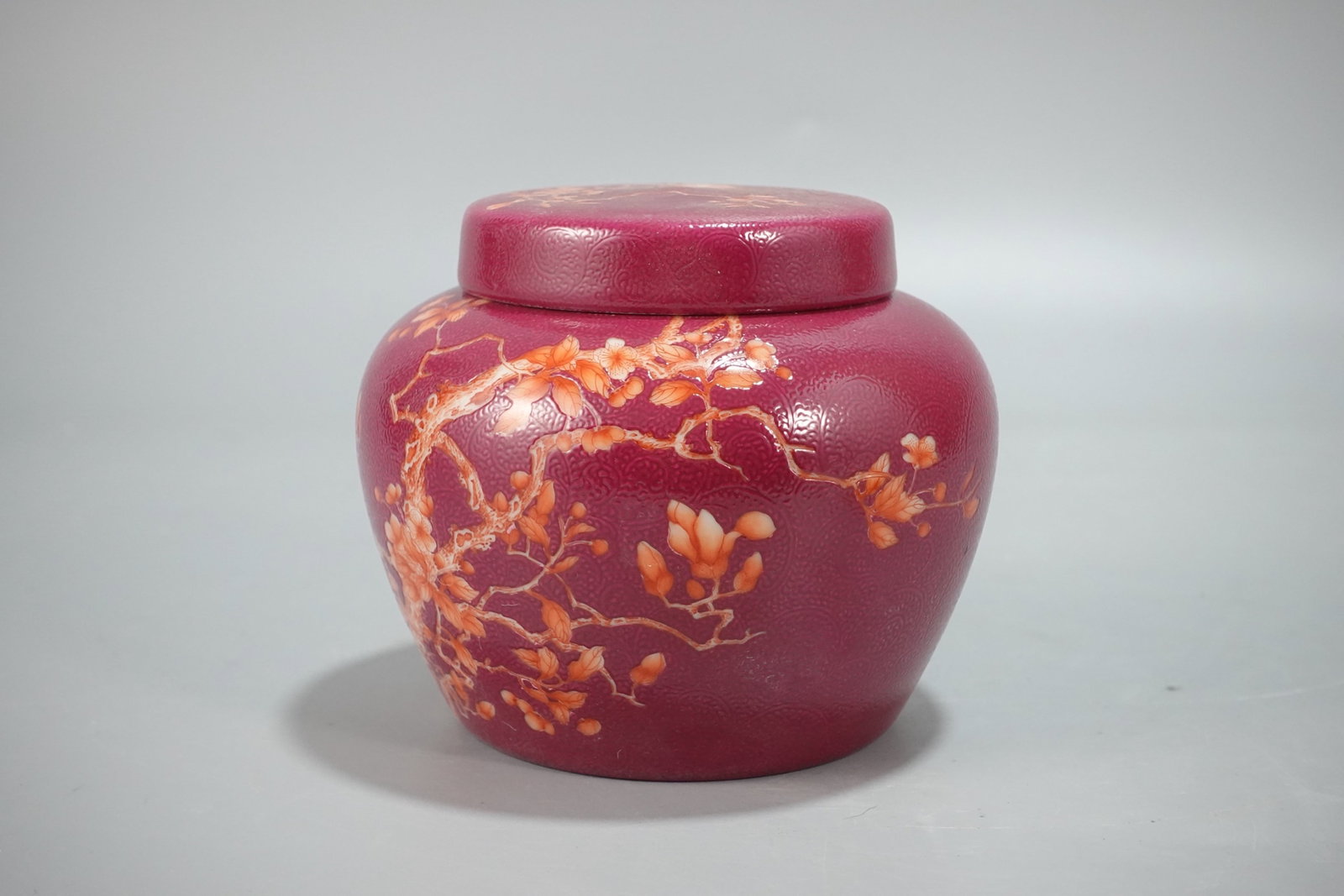 An Exquisite Ruby Red-Glazed Flower and Bird Pattern Jar - 4