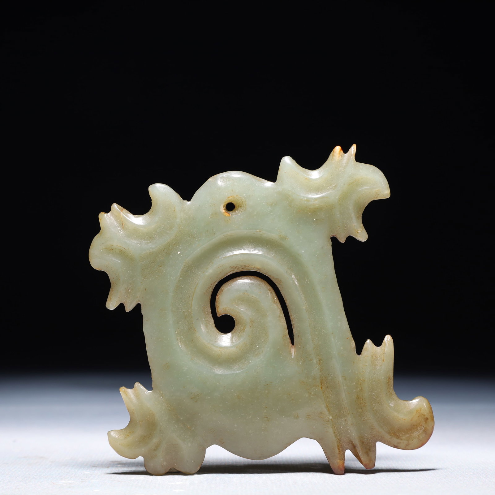 An Archaic Hongshan Culture Greenish Jade Pendant (1 of 4)
