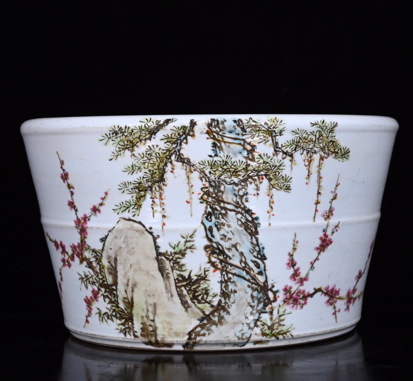 An Exquisite Famille-Rose Pine, Bamboo and Plum Blossom Pattern Brush Washer,with poem (1 of 9)