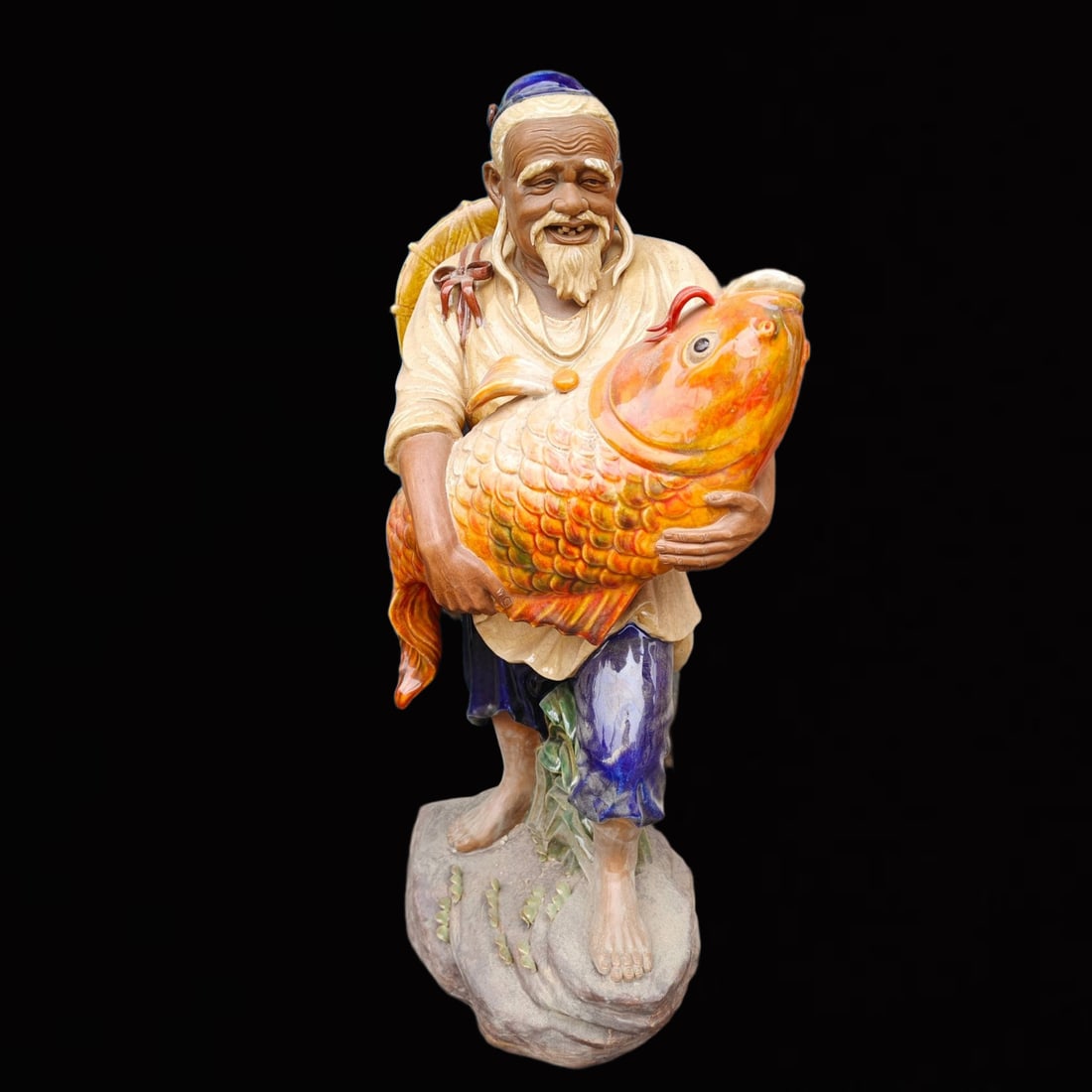 A Huge Shiwan yao Figure Ornament: A Huge Shiwan yao Figure Ornament,Qing Dynasty, China,Size:15inx11.8inx26.8in 石湾窑人物摆件,中国清代