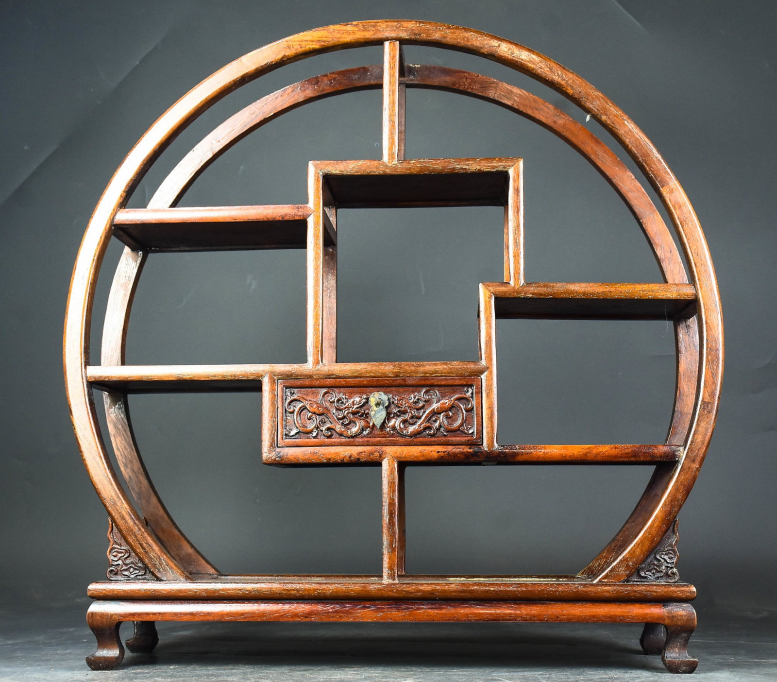 A Huge Huanghuali wood Carve Dragon Pattern Curio Shelf (1 of 9)