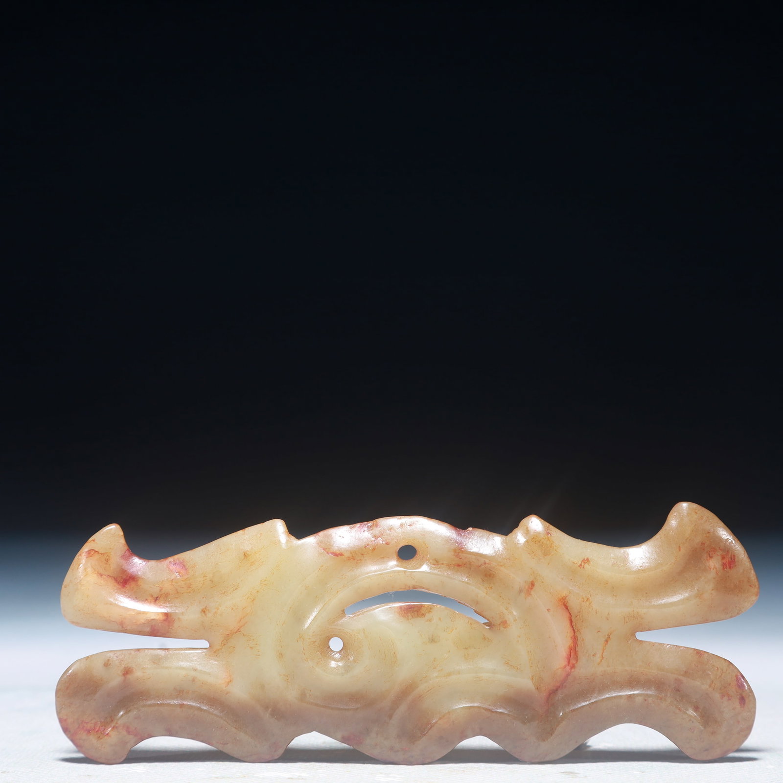 An Archaic Hongshan Culture White Jade Pendant: An Archaic Hongshan Culture White Jade Pendant,Ancient Time,China,Size:3.5inx2.8in,Weight:1.74g 红山文化白玉挂件,中国新石器