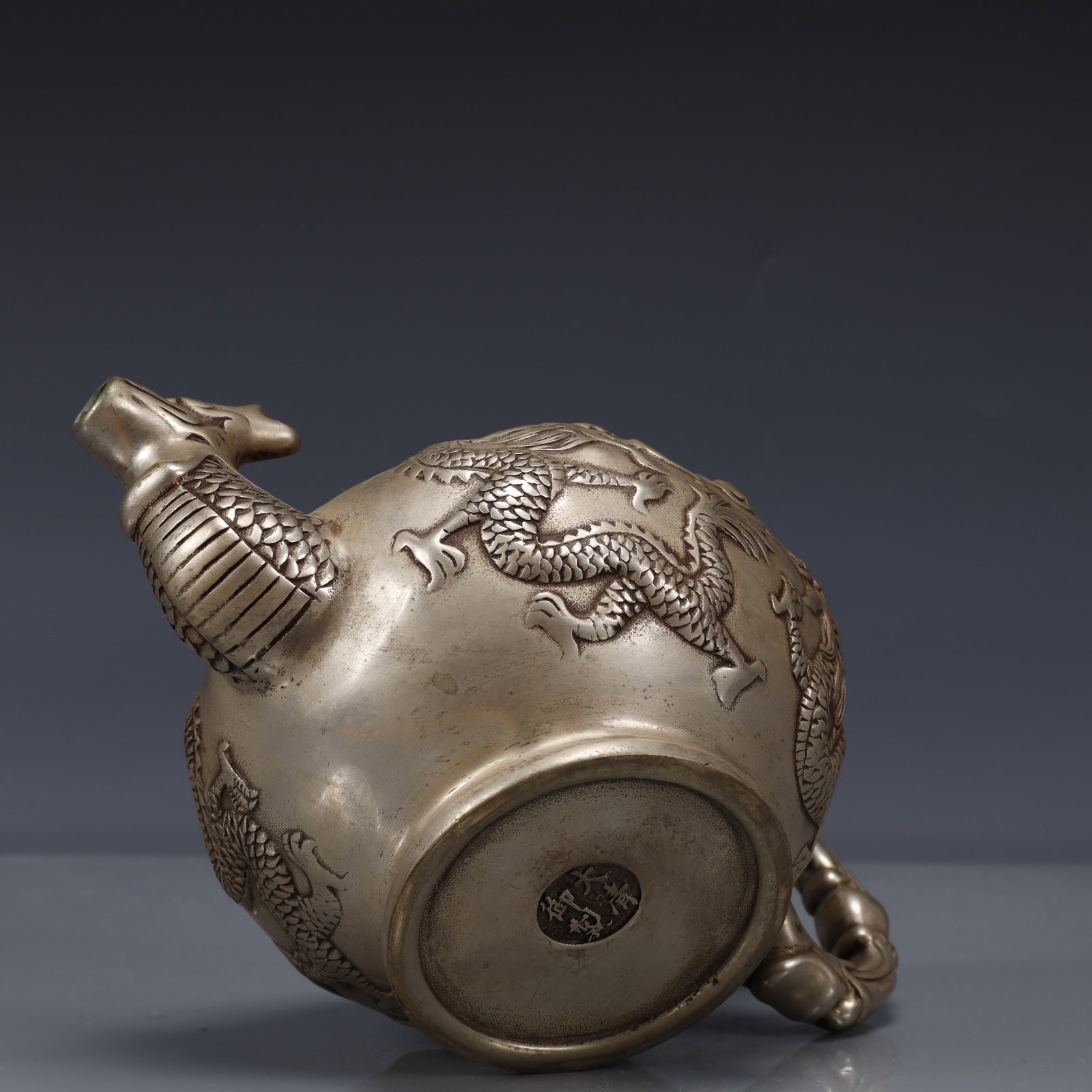 An Exquisite Silver-Plated Bronze Dragon Pattern Ewer - 12