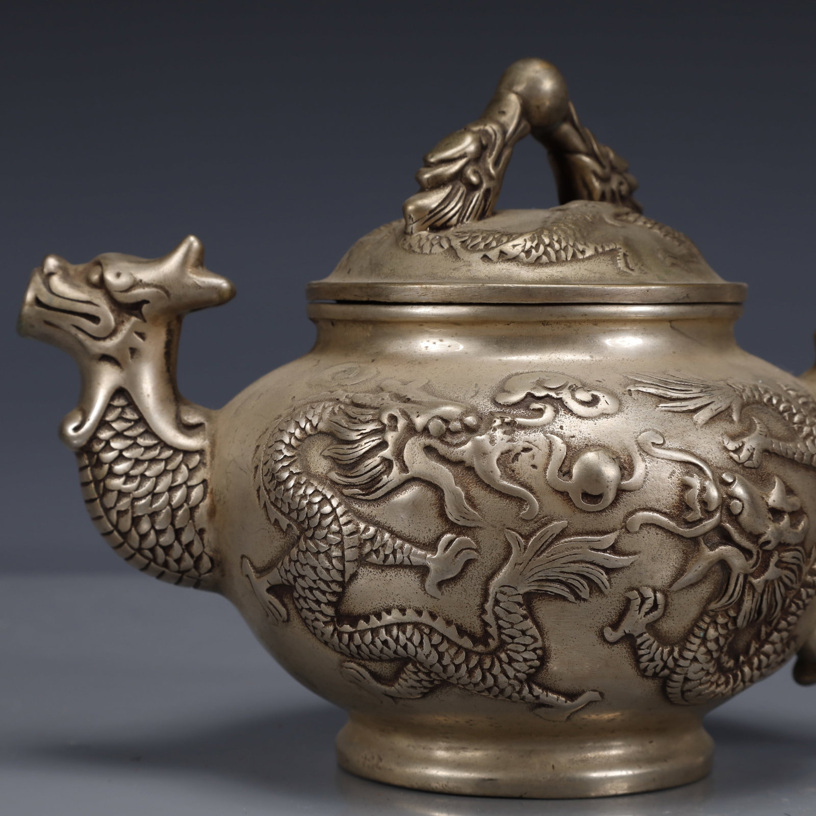 An Exquisite Silver-Plated Bronze Dragon Pattern Ewer - 2