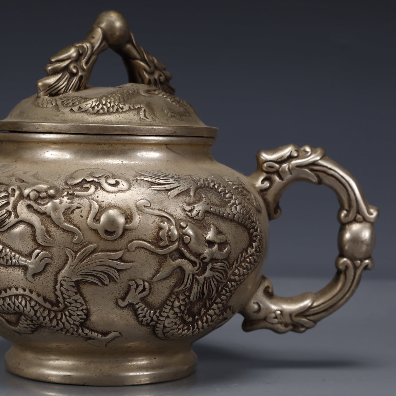 An Exquisite Silver-Plated Bronze Dragon Pattern Ewer - 3