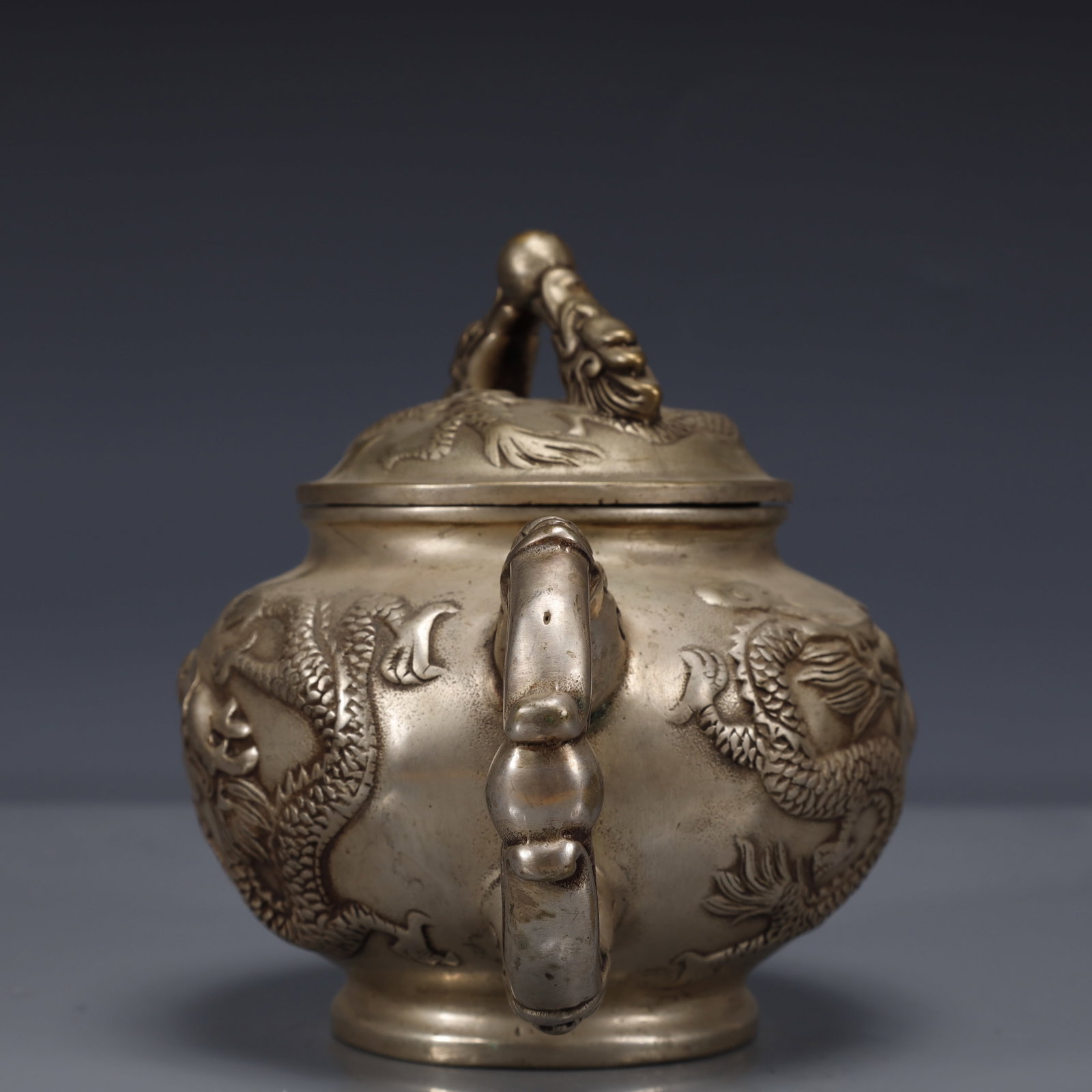 An Exquisite Silver-Plated Bronze Dragon Pattern Ewer - 9