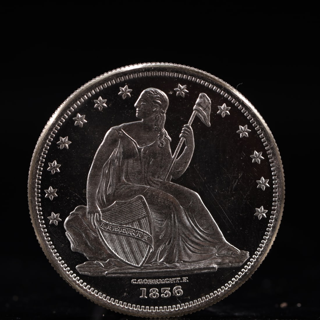 USA One Dollar 1856 Coin: American coin. IN GOD WE TRUST / LIBERTY / 1856 / UNITED STATES OF AMERICA / ONE DOL. Weight:26.9g.