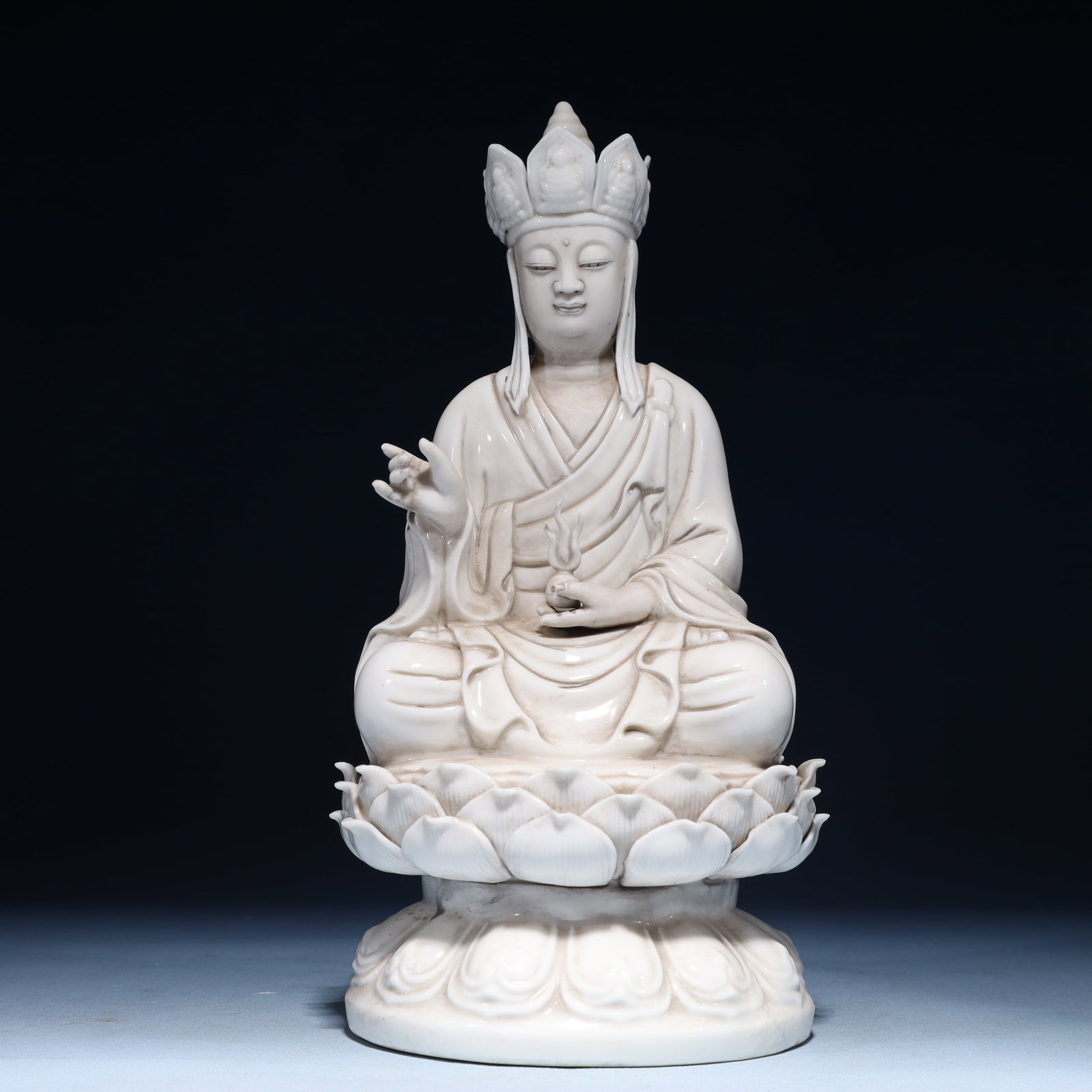 A Solemn Blance-De-Chine Statue of Kshitigarbha Bodhisattva (1 of 8)