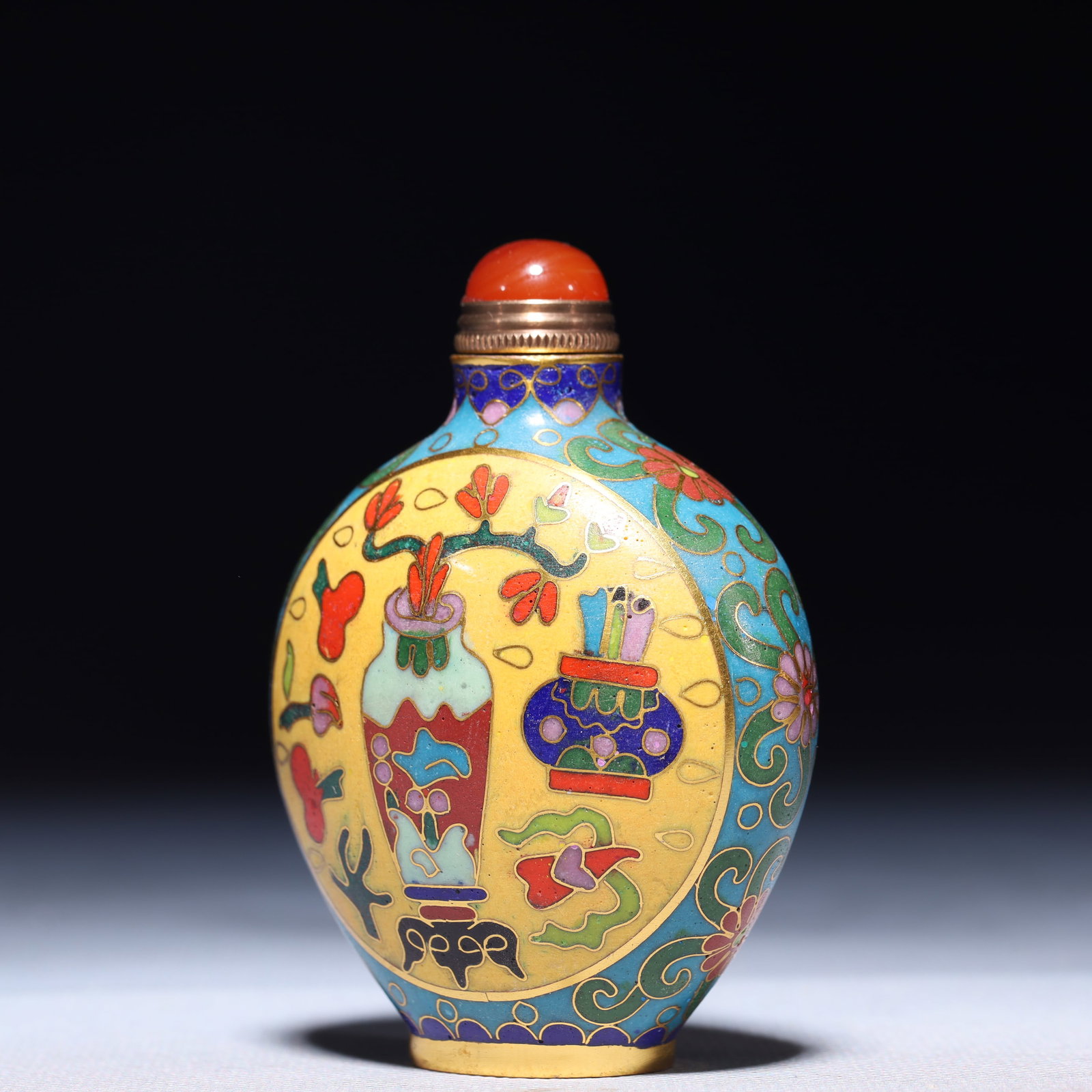An Exquisite Cloisonne Flower Pattern Snuff Bottle - 2