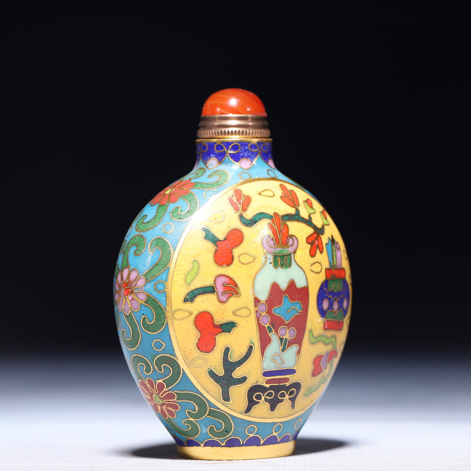 An Exquisite Cloisonne Flower Pattern Snuff Bottle - 4