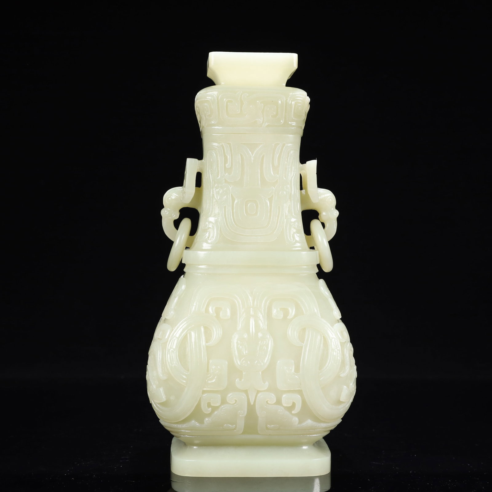 An Exquisite Greenish Jade Double-Ears Bottle (1 of 15)