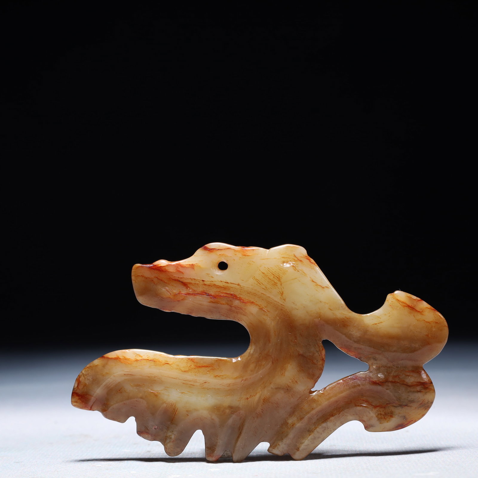An Archaic Hongshan Culture White Jade Dragon Pendant: An Archaic Hongshan Culture White Jade Dragon Pendant,Ancient Time,China,Size:3.7inx2.4in,Weight:37.4g 红山文化白玉龙挂件,中国新