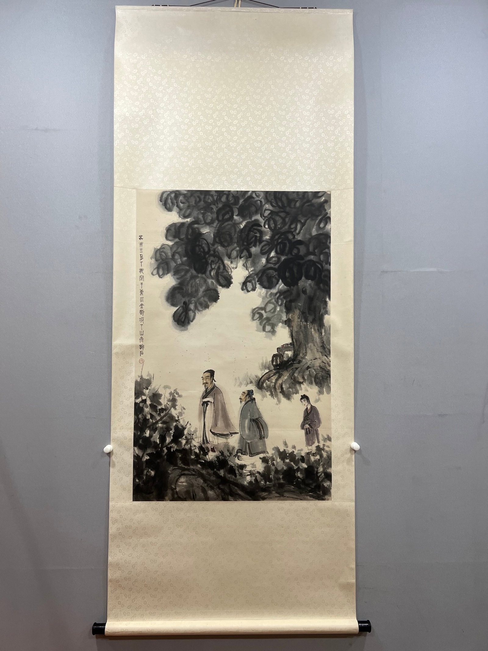 A Chinese Vertical Scroll Ink Painting of Figure and Story on Paper (1 of 9)
