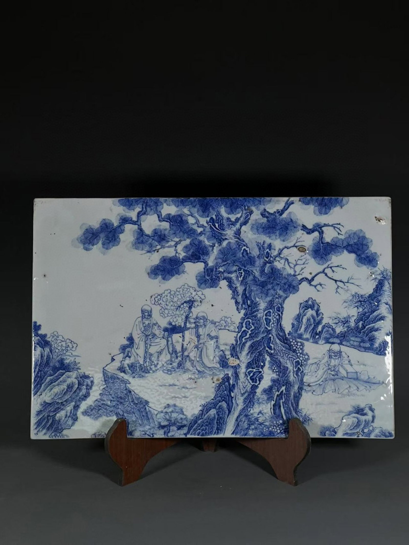 A Huge Blue and White Landscape and Figure Pattern Porcelain Plaques (1 of 9)